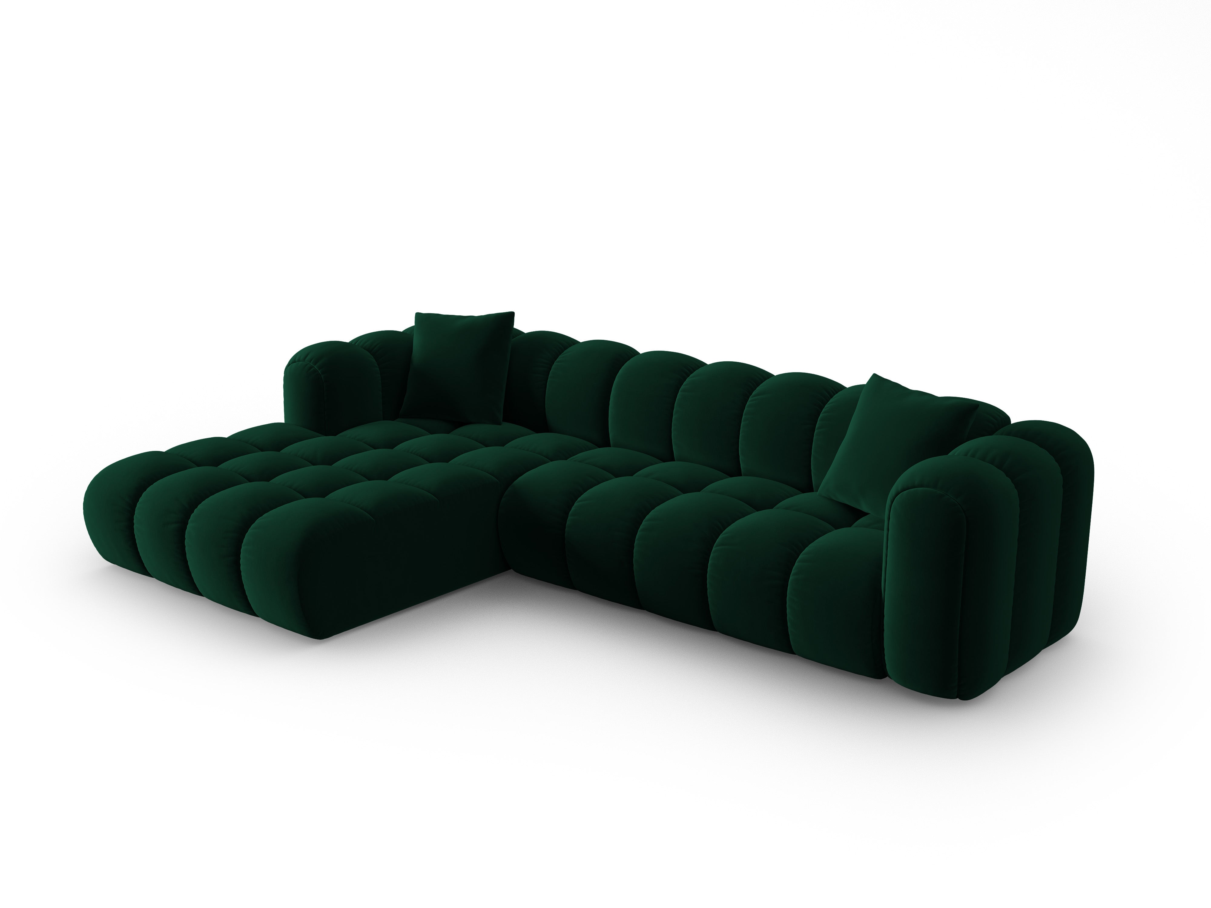 Velvet corner sofa for 4 people, left-sided, ASTRO, bottle green