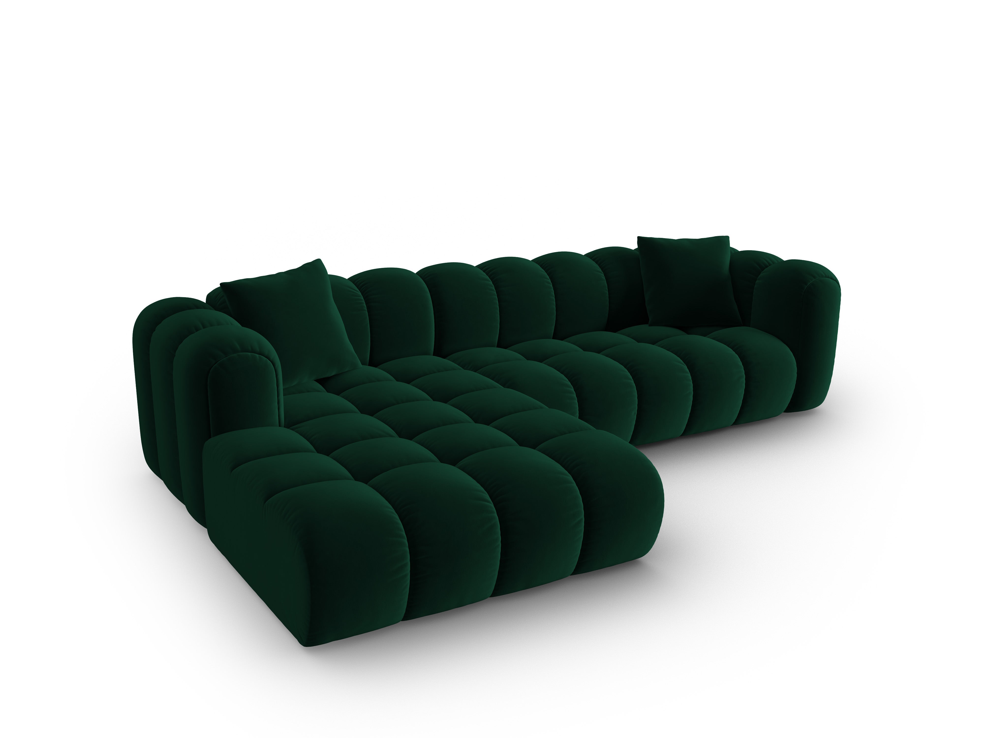 Velvet corner sofa for 4 people, left-sided, ASTRO, bottle green