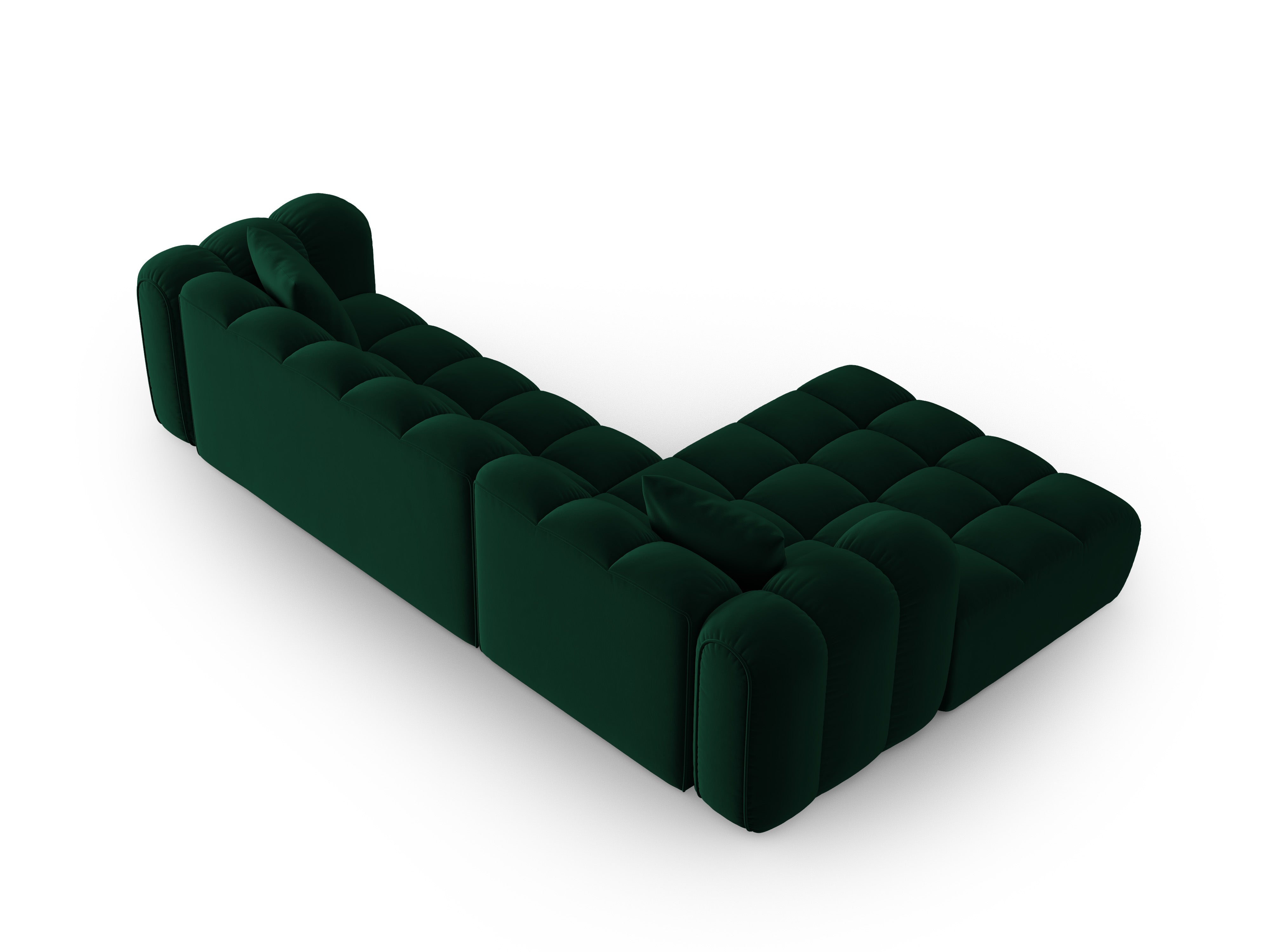 Velvet corner sofa for 4 people, left-sided, ASTRO, bottle green