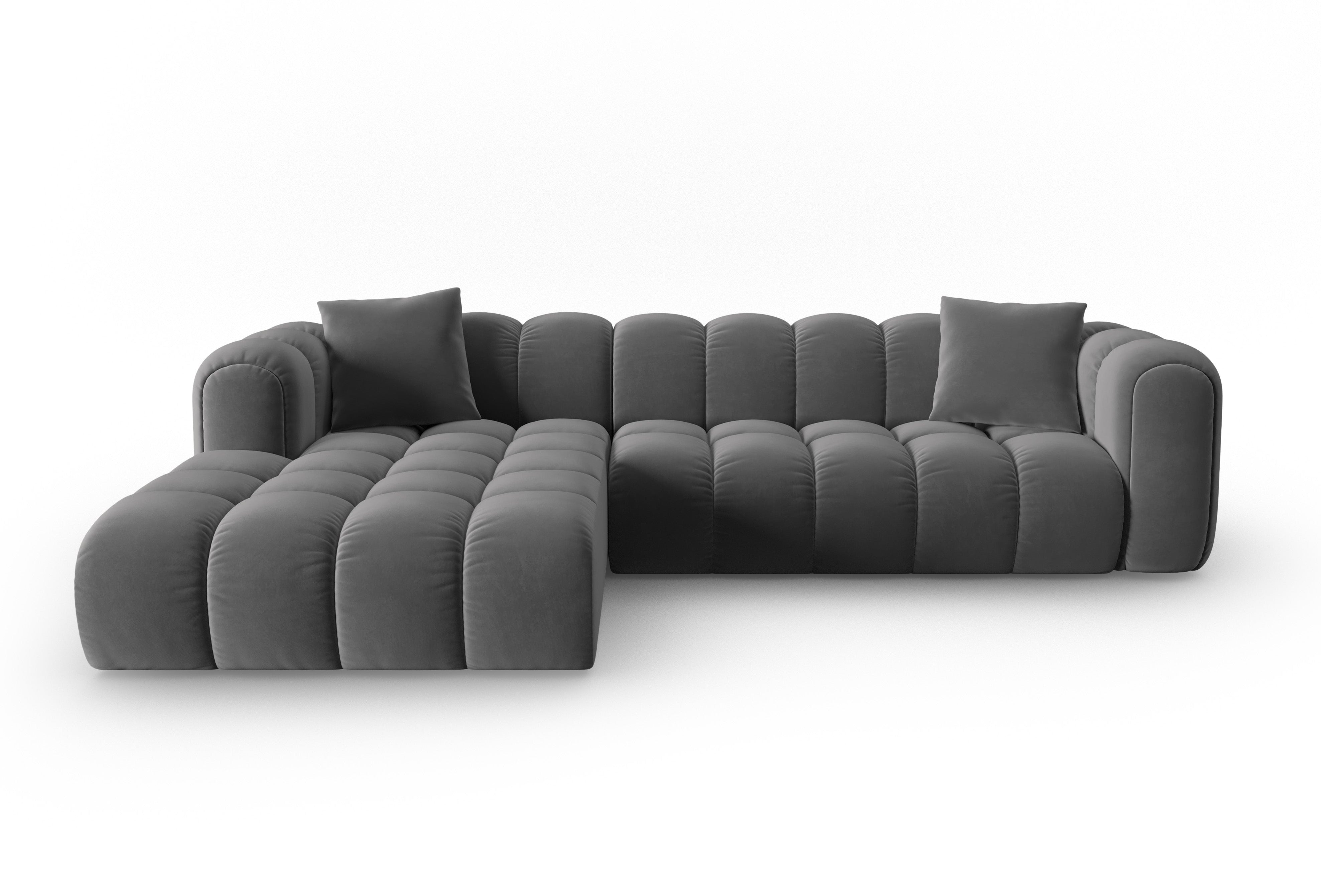 Samt-Ecksofa für 4 Personen links ASTRO grau