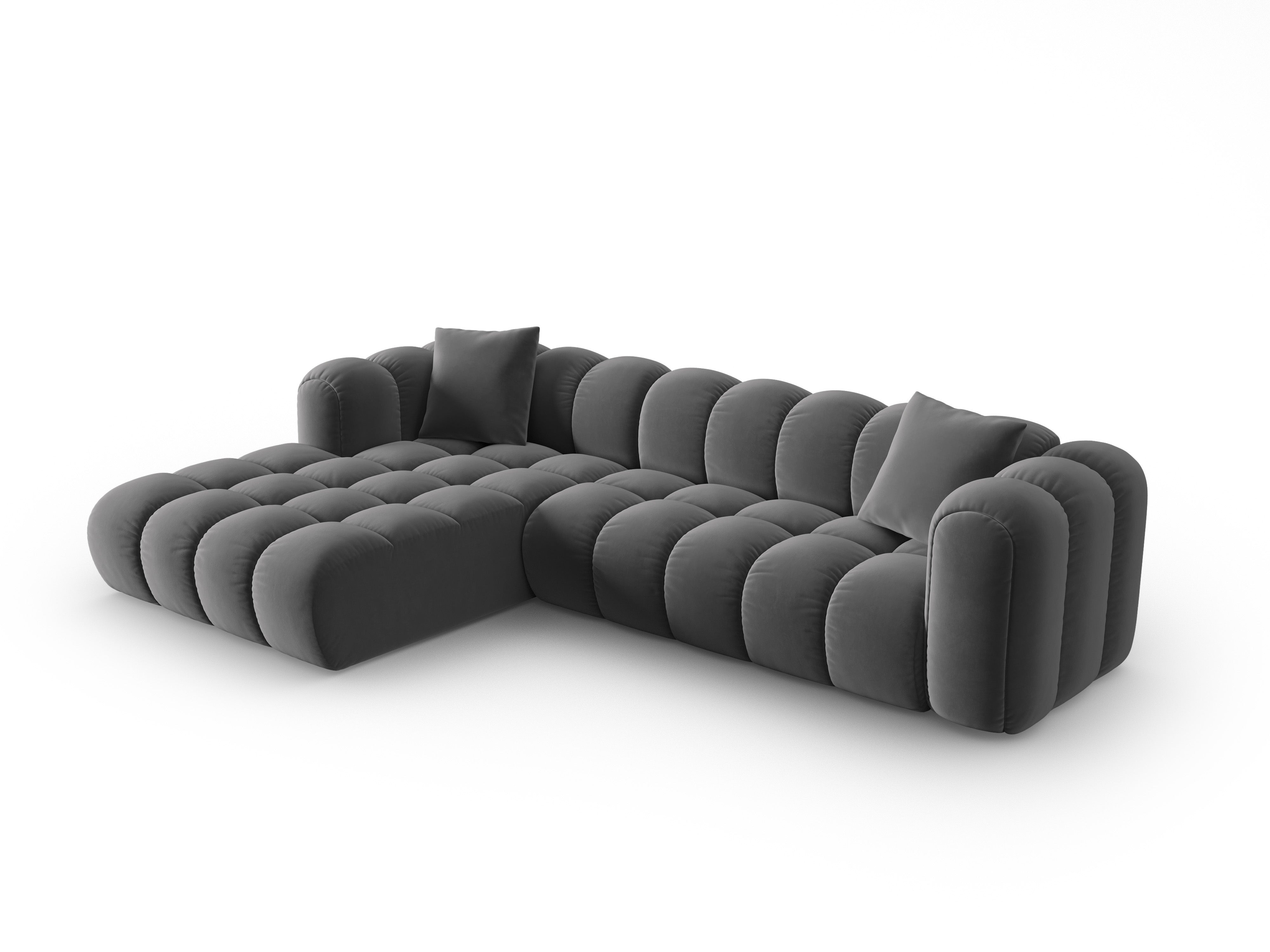 Samt-Ecksofa für 4 Personen links ASTRO grau