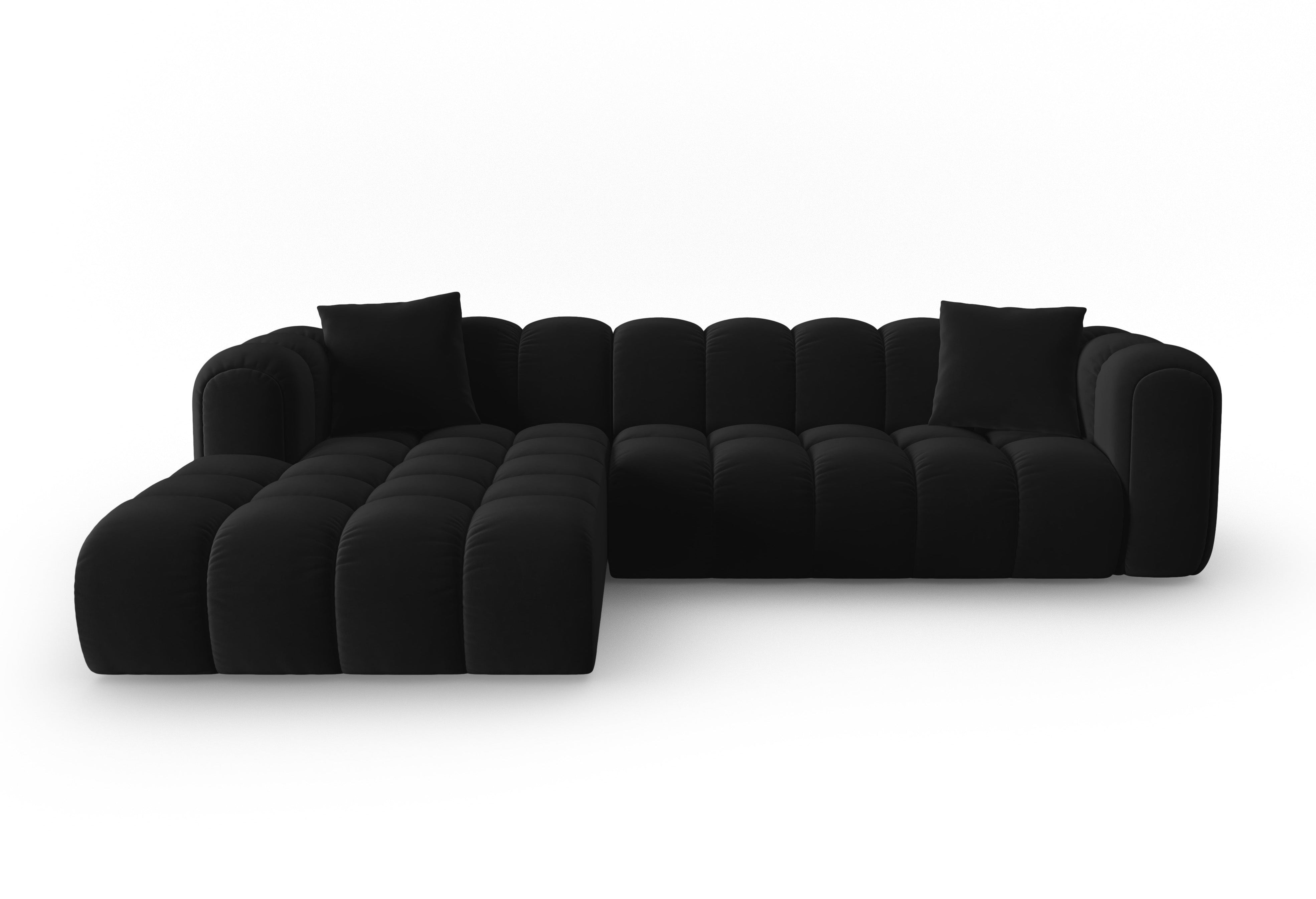 Black left-facing velvet corner sofa for 4 people ASTRO