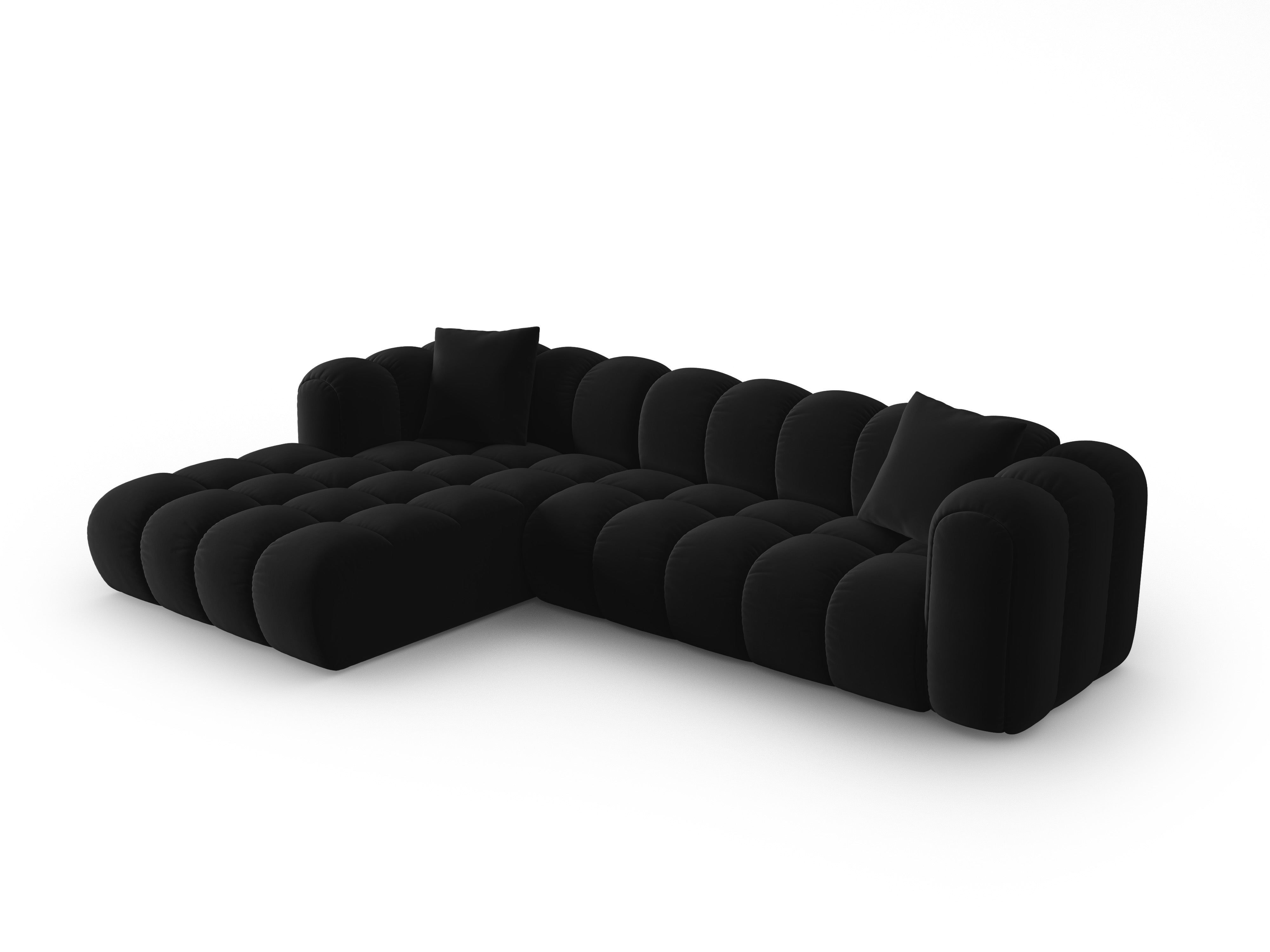 Black left-facing velvet corner sofa for 4 people ASTRO