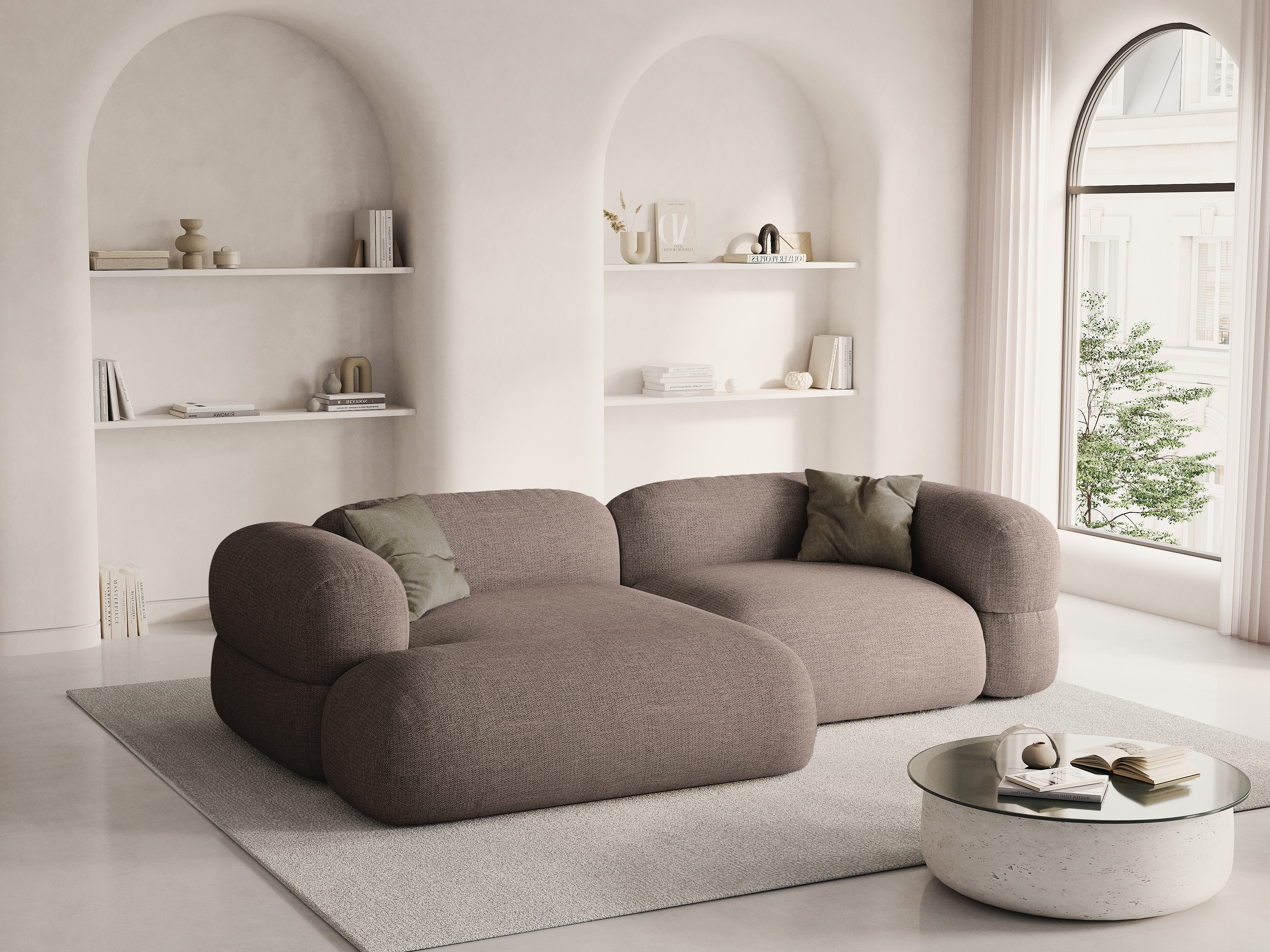 Linkerhoekbank ROGER cappuccino szenil