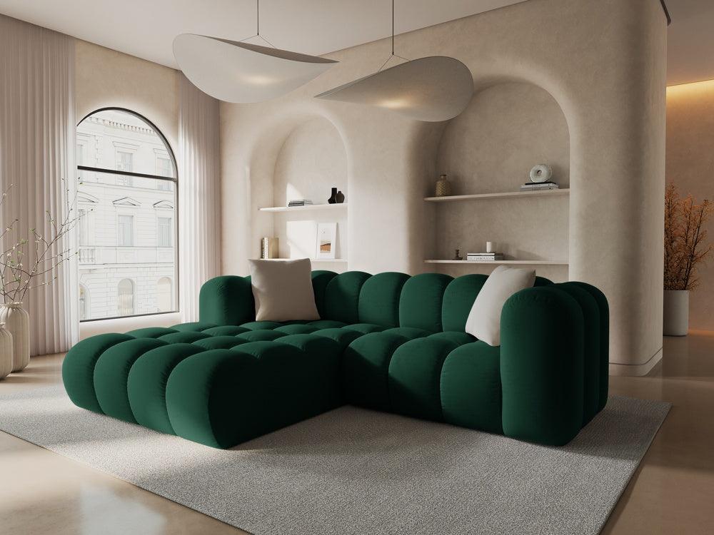 Narożnik aksamitny 3-osobowy lewostronny HALLEY butelkowa zieleń Windsor & Co Eye on Design