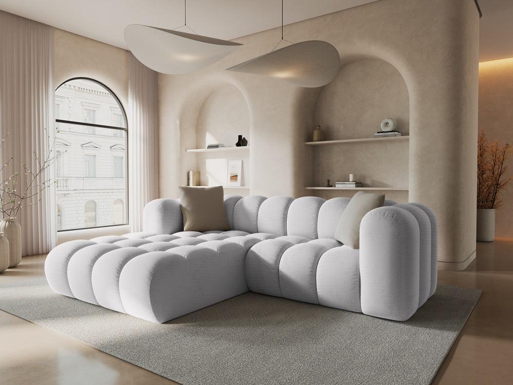 Narożnik aksamitny 3-osobowy lewostronny HALLEY srebrny Windsor & Co Eye on Design