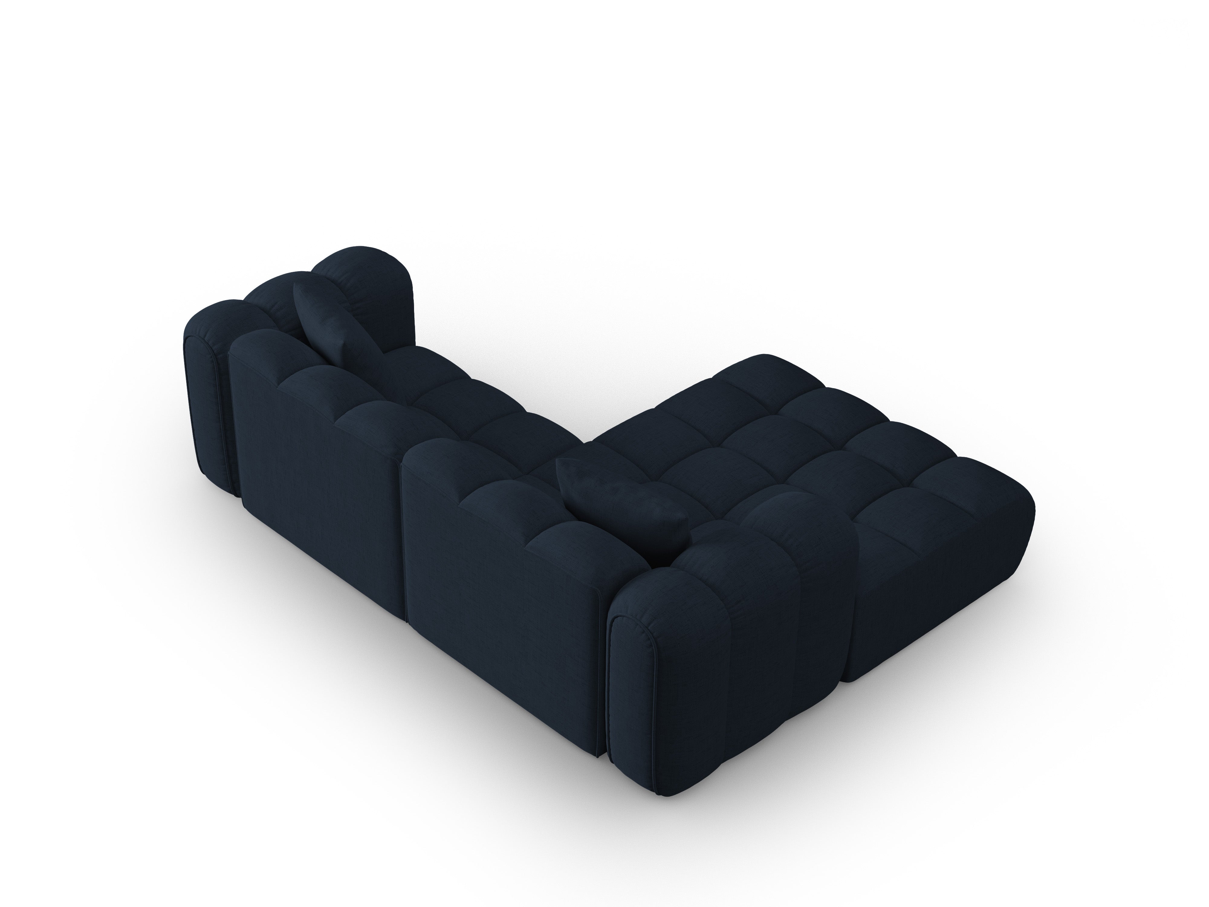 3-sitziger linksseitiger Ecksofa ASTRO königliches marineblaues Chenille