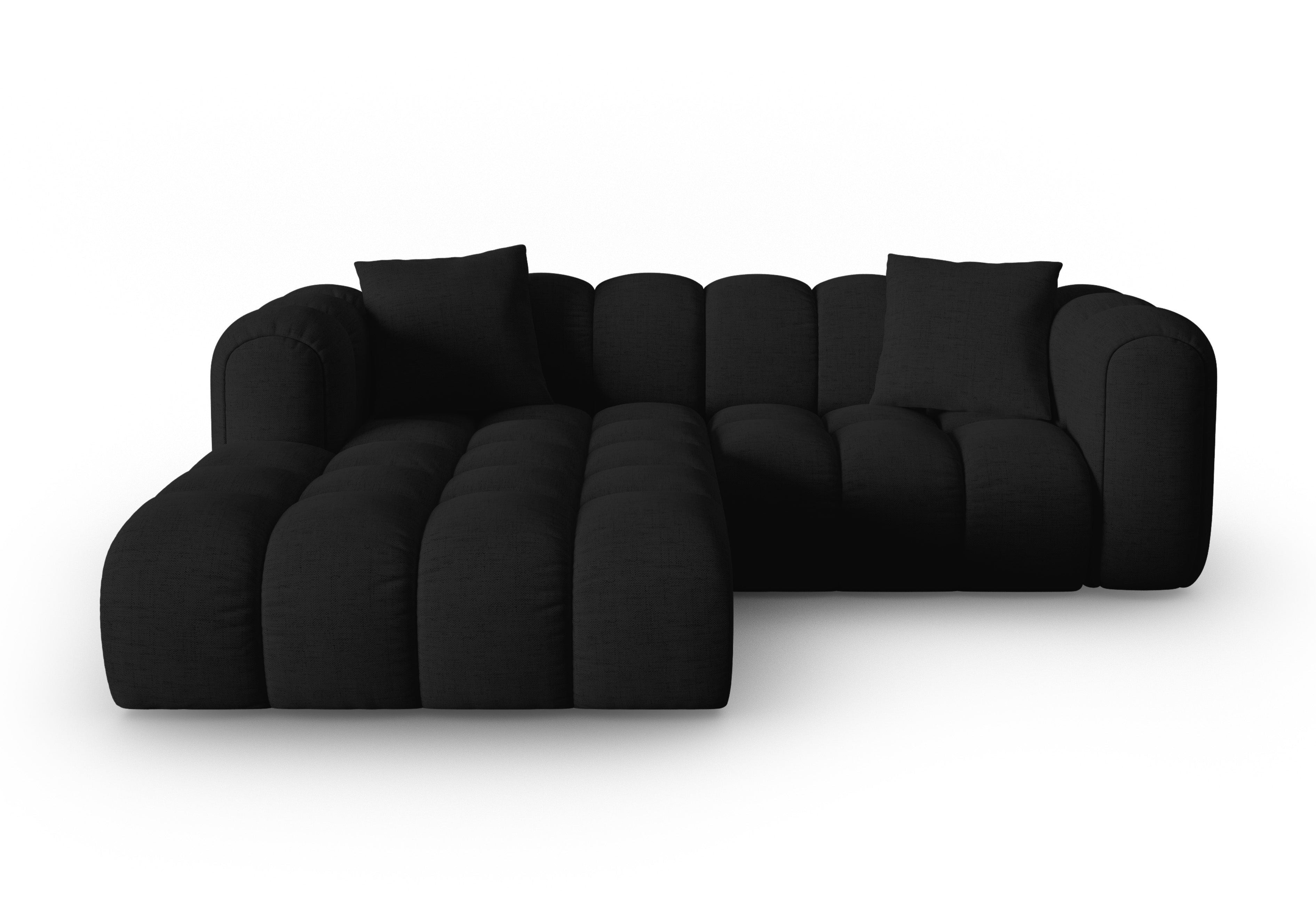 3-sitziger linker Ecksofa ASTRO schwarzer Chenille
