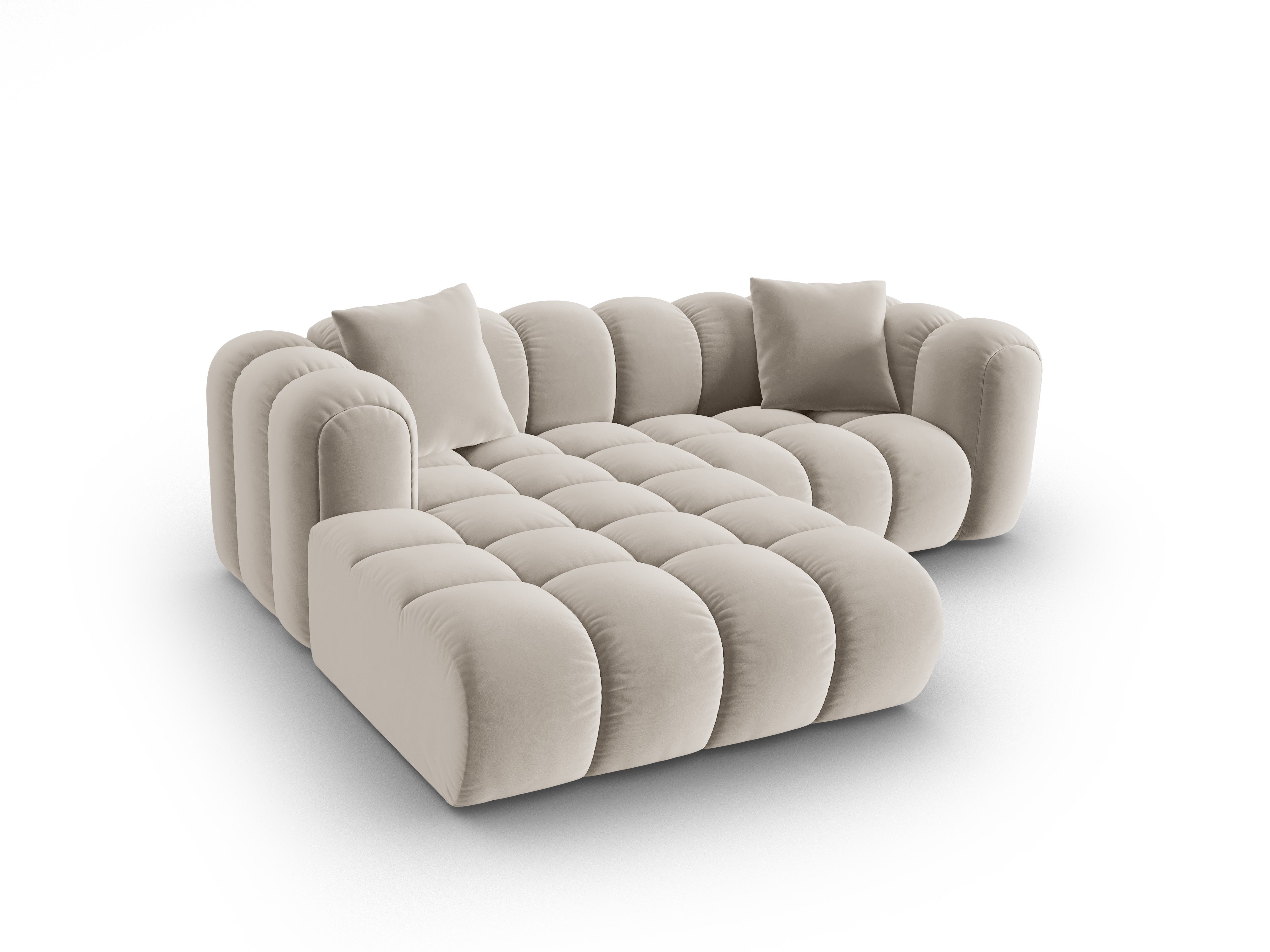 Ecru 3-zits linkszijdige fluwelen hoekbank ASTRO