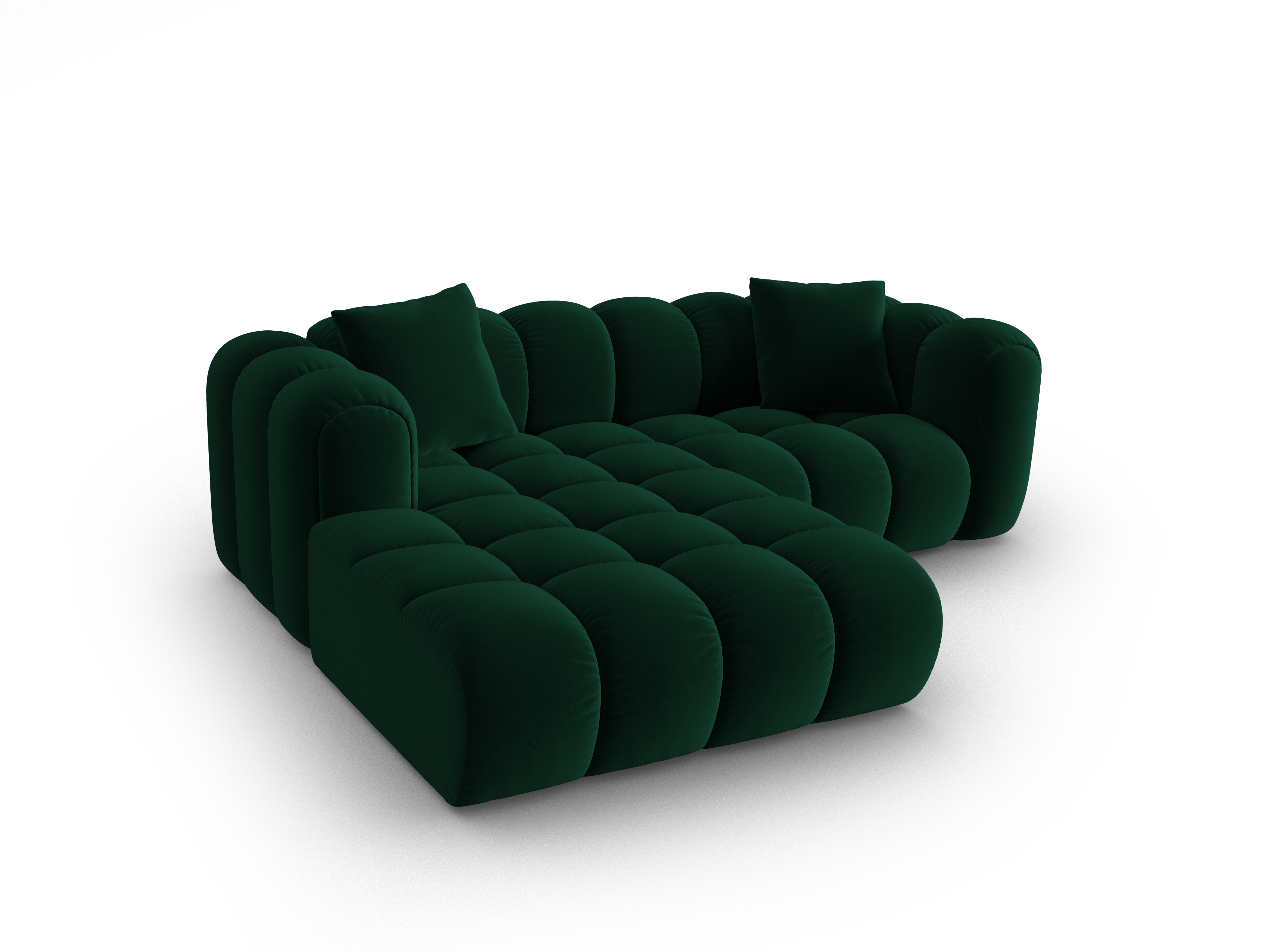 Velvet corner sofa for three people, left-sided, ASTRO, bottle green