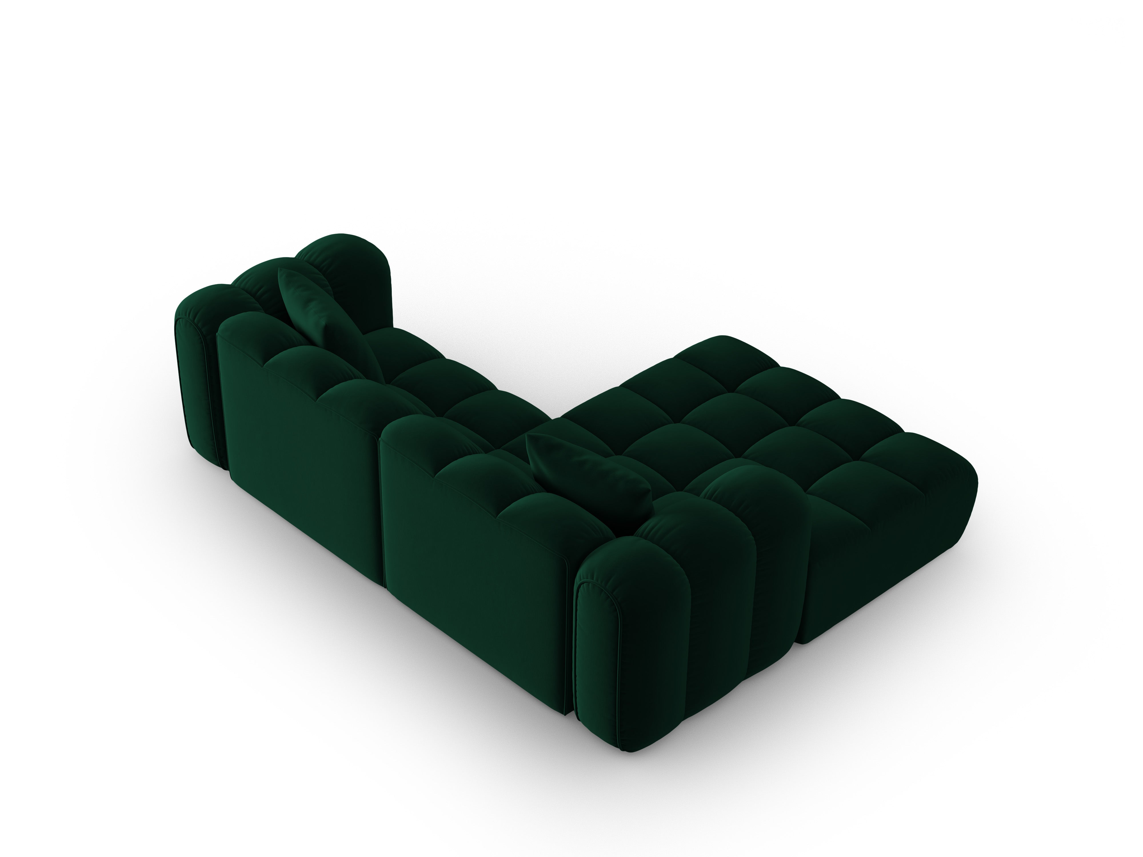 Velvet corner sofa for three people, left-sided, ASTRO, bottle green
