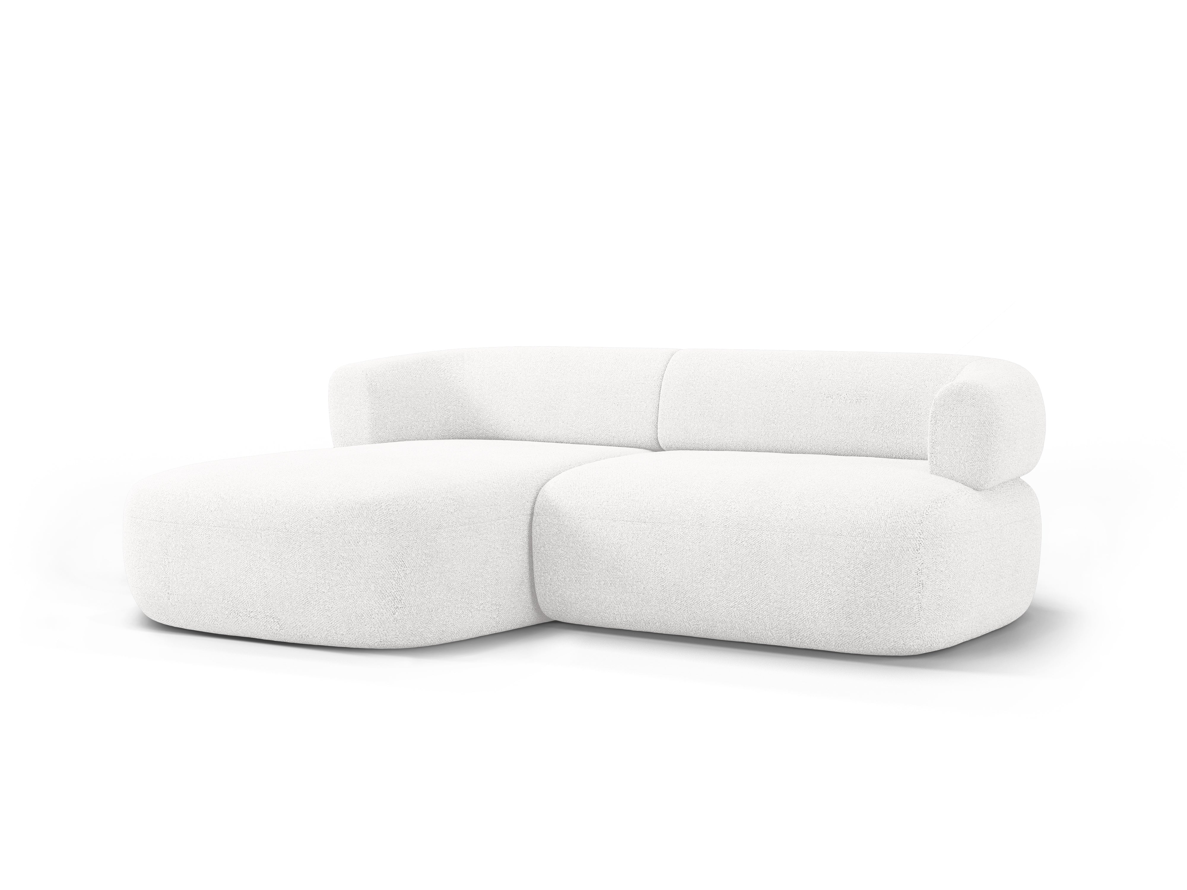 Tweepersoons hoekbank ALDRIN links, witte boucle