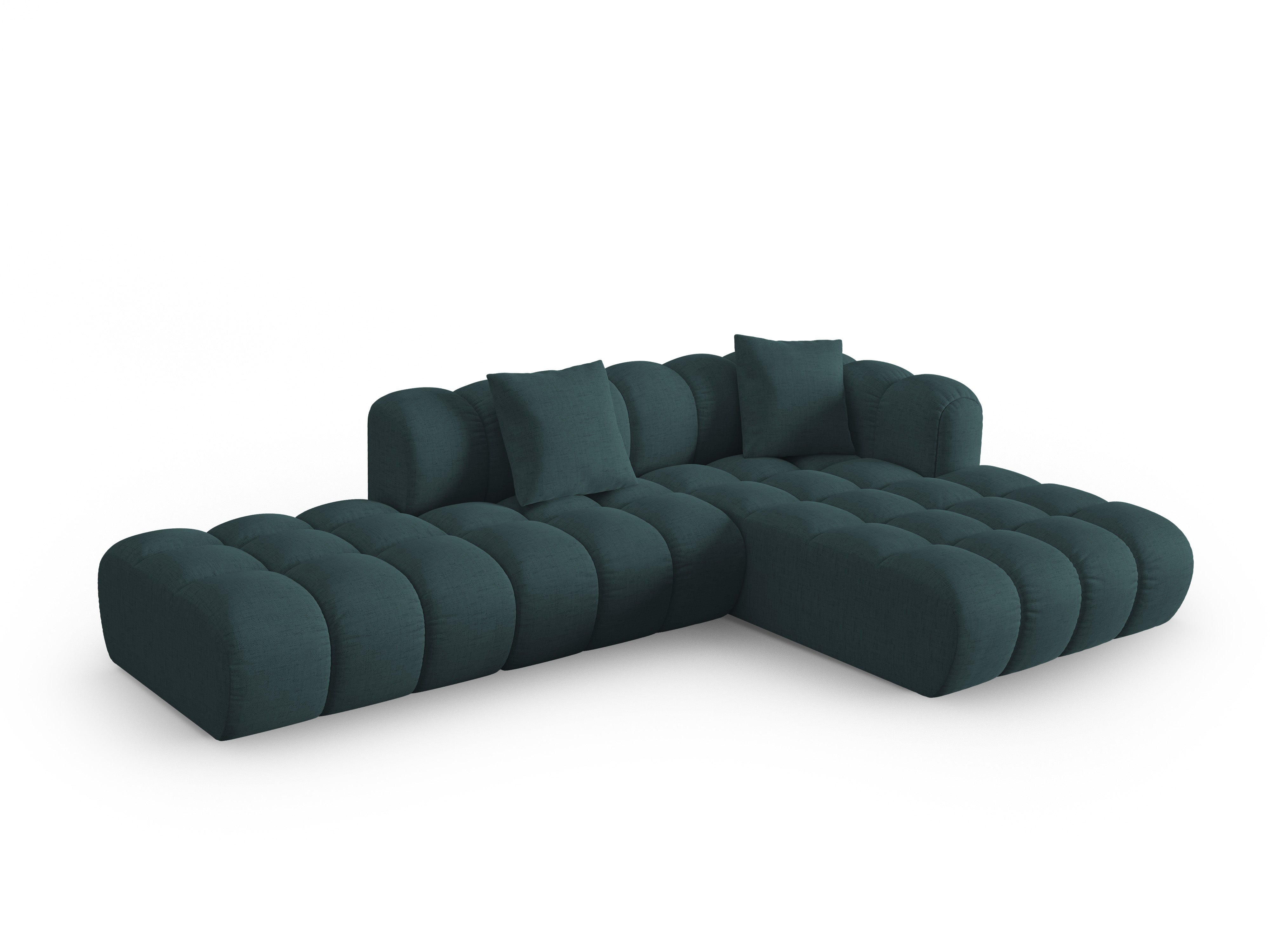 Offene rechteckige Eckcouch ASTRO türkisfarbener Chenille