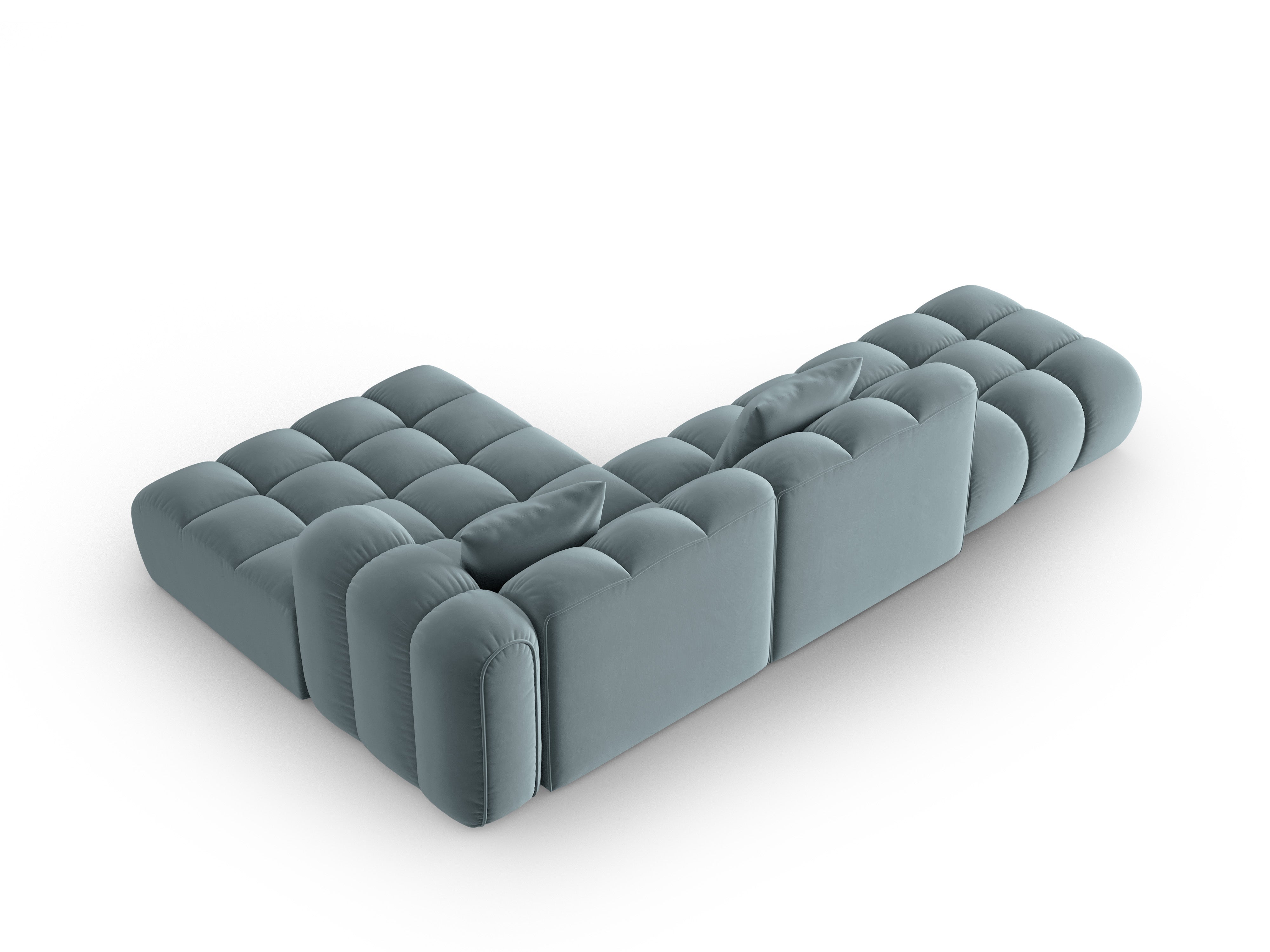 Fluwelen open hoekbank rechts ASTRO lichtblauw