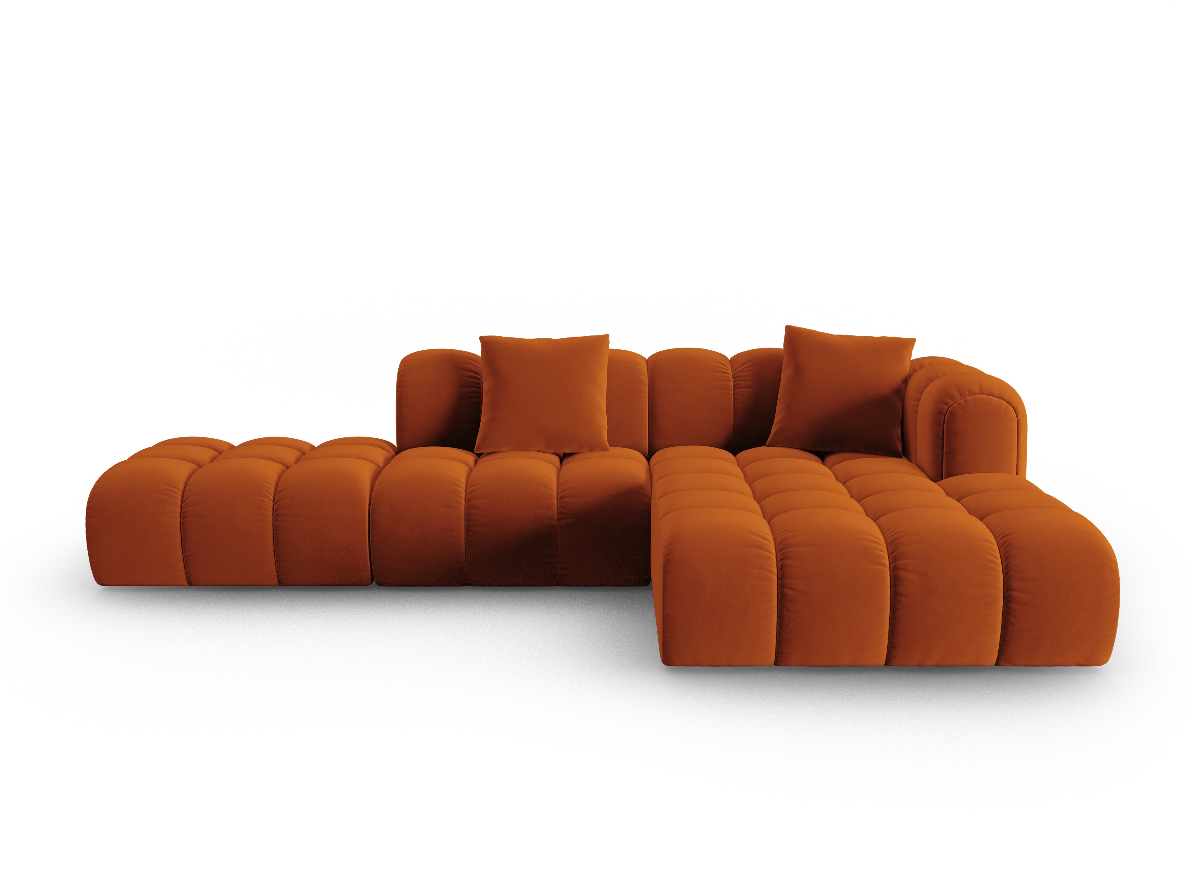 Velvet corner sofa open right side ASTRO rust