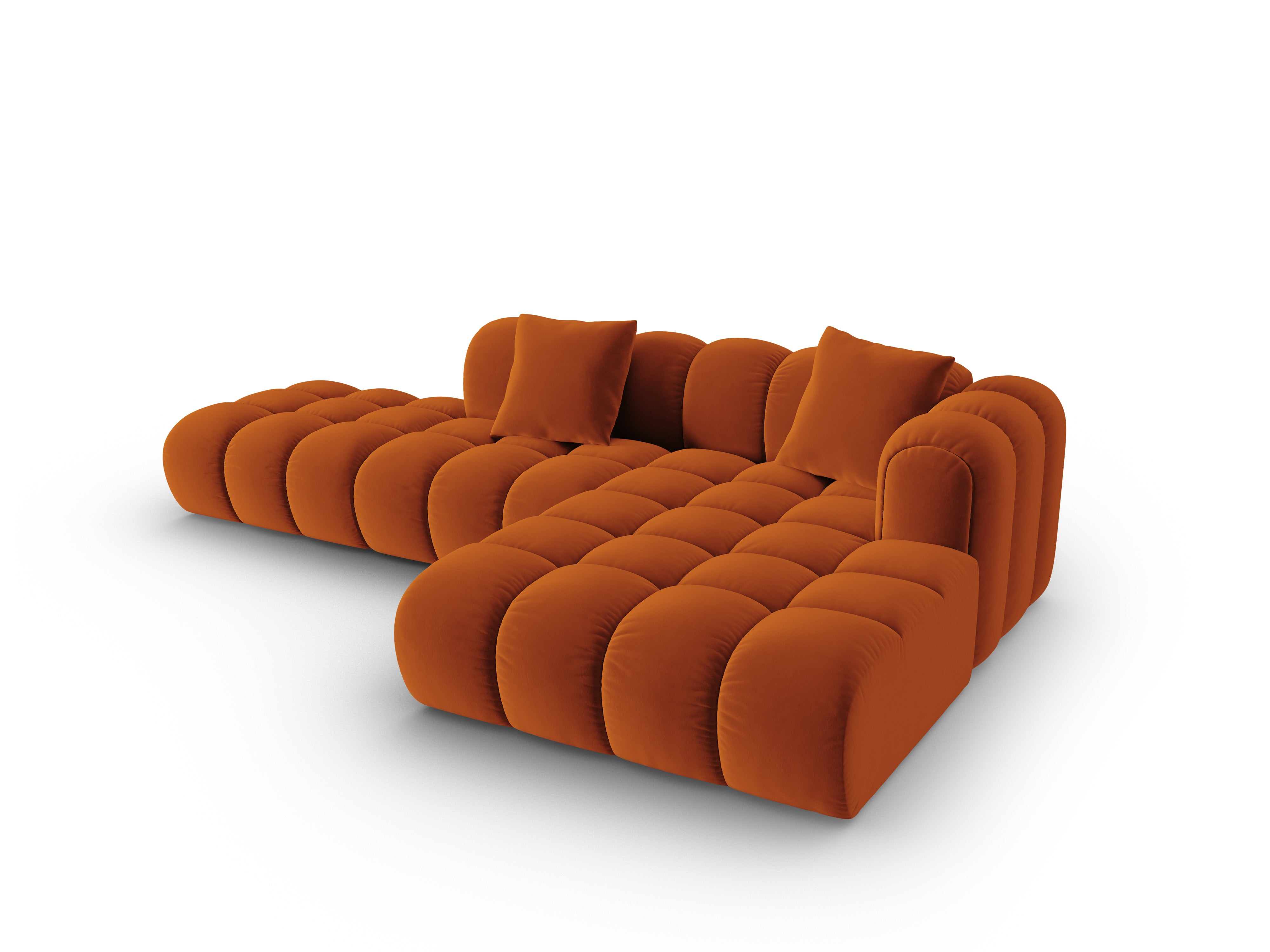 Velvet corner sofa open right side ASTRO rust