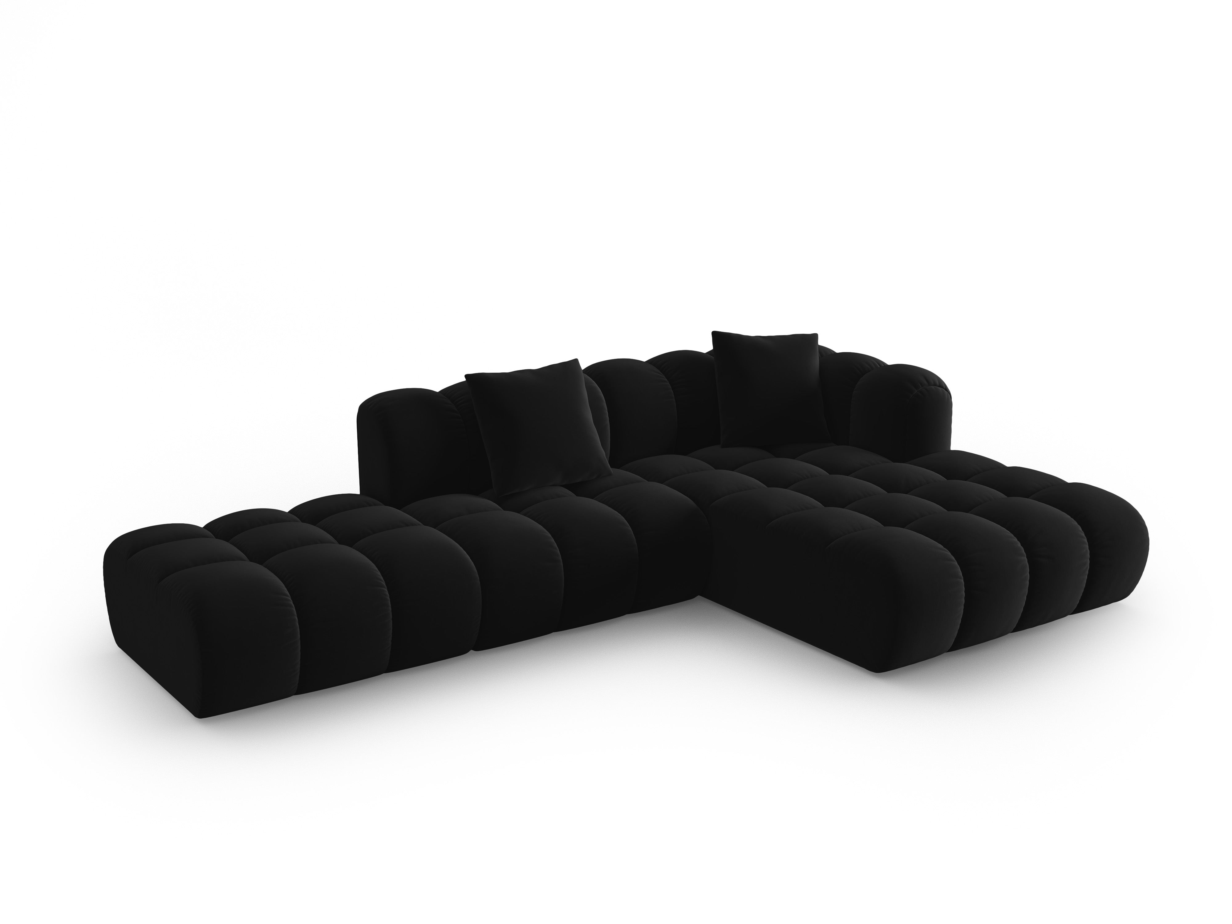 Velvet Corner Sofa Open Right ASTRO Black