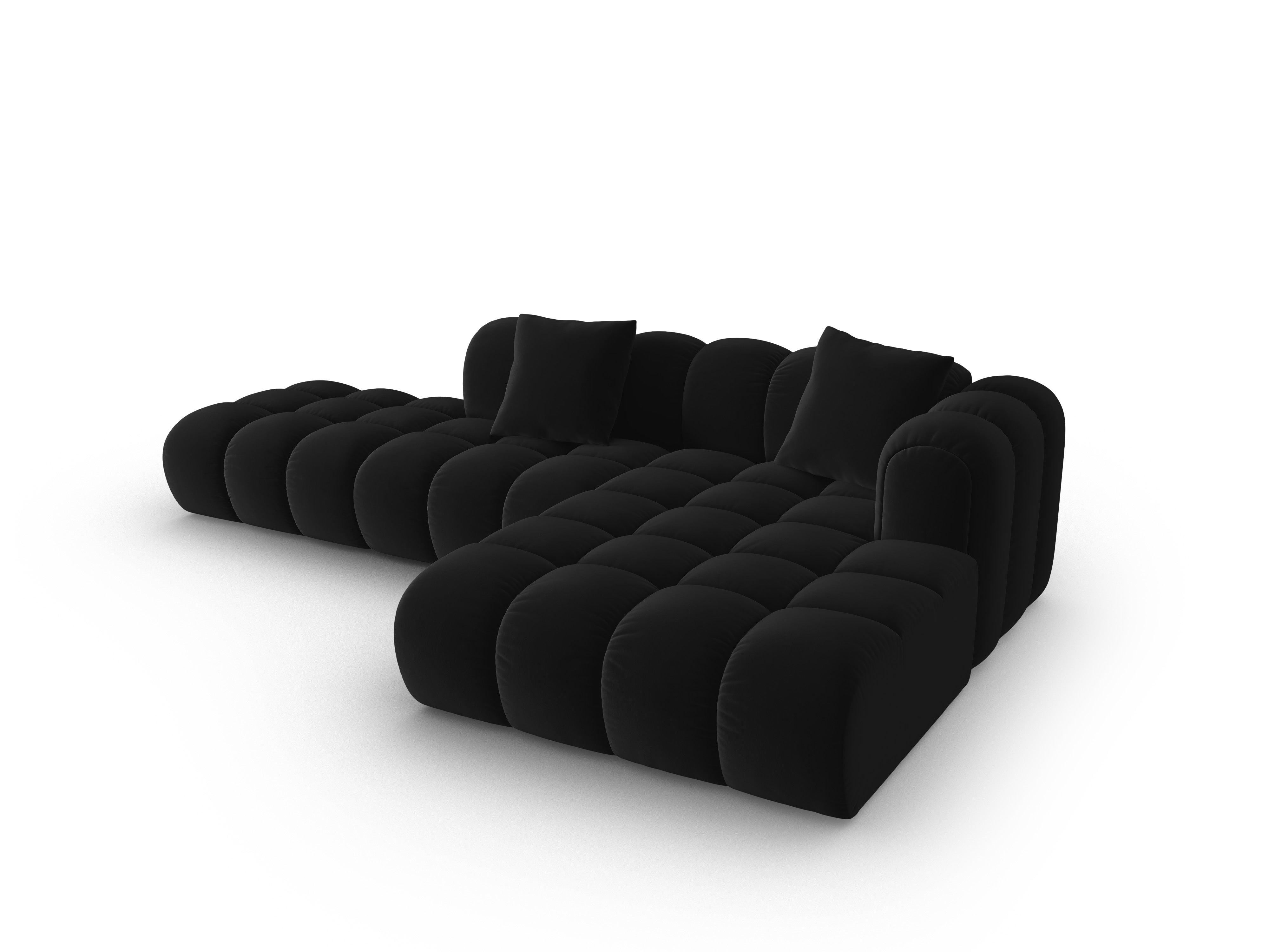 Velvet Corner Sofa Open Right ASTRO Black