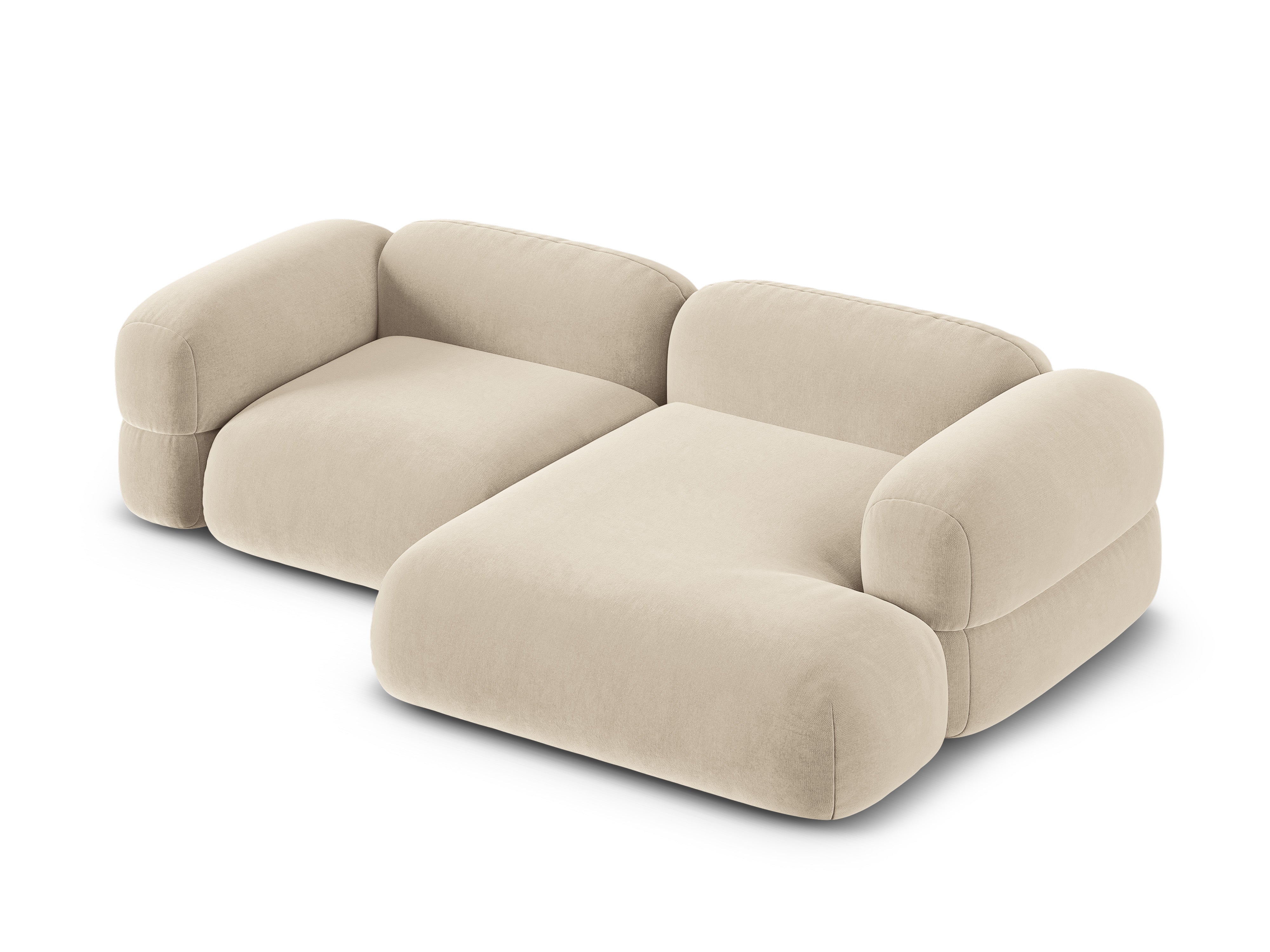 Right-facing velvet corner sofa ROGER light beige