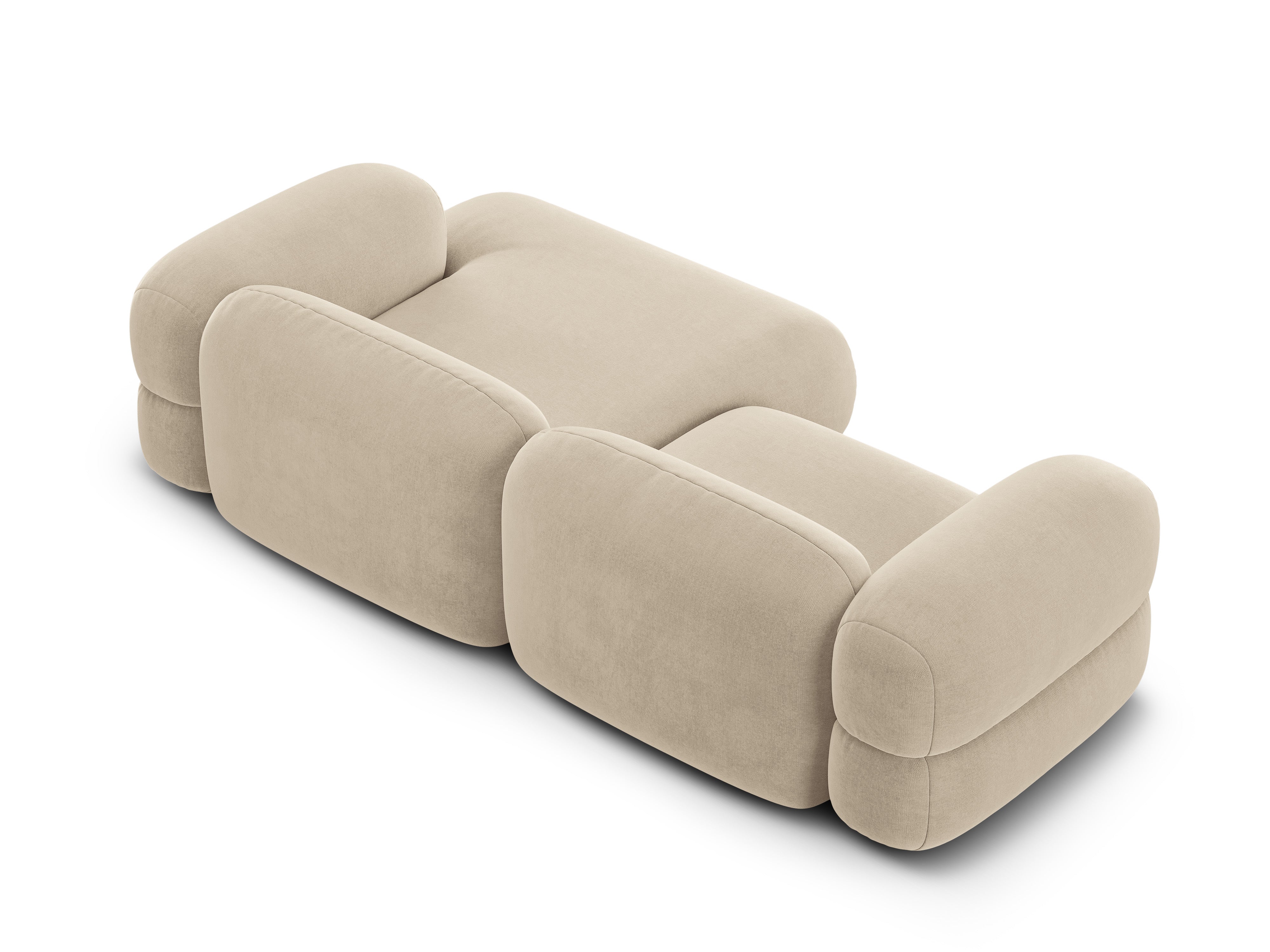 Right-facing velvet corner sofa ROGER light beige