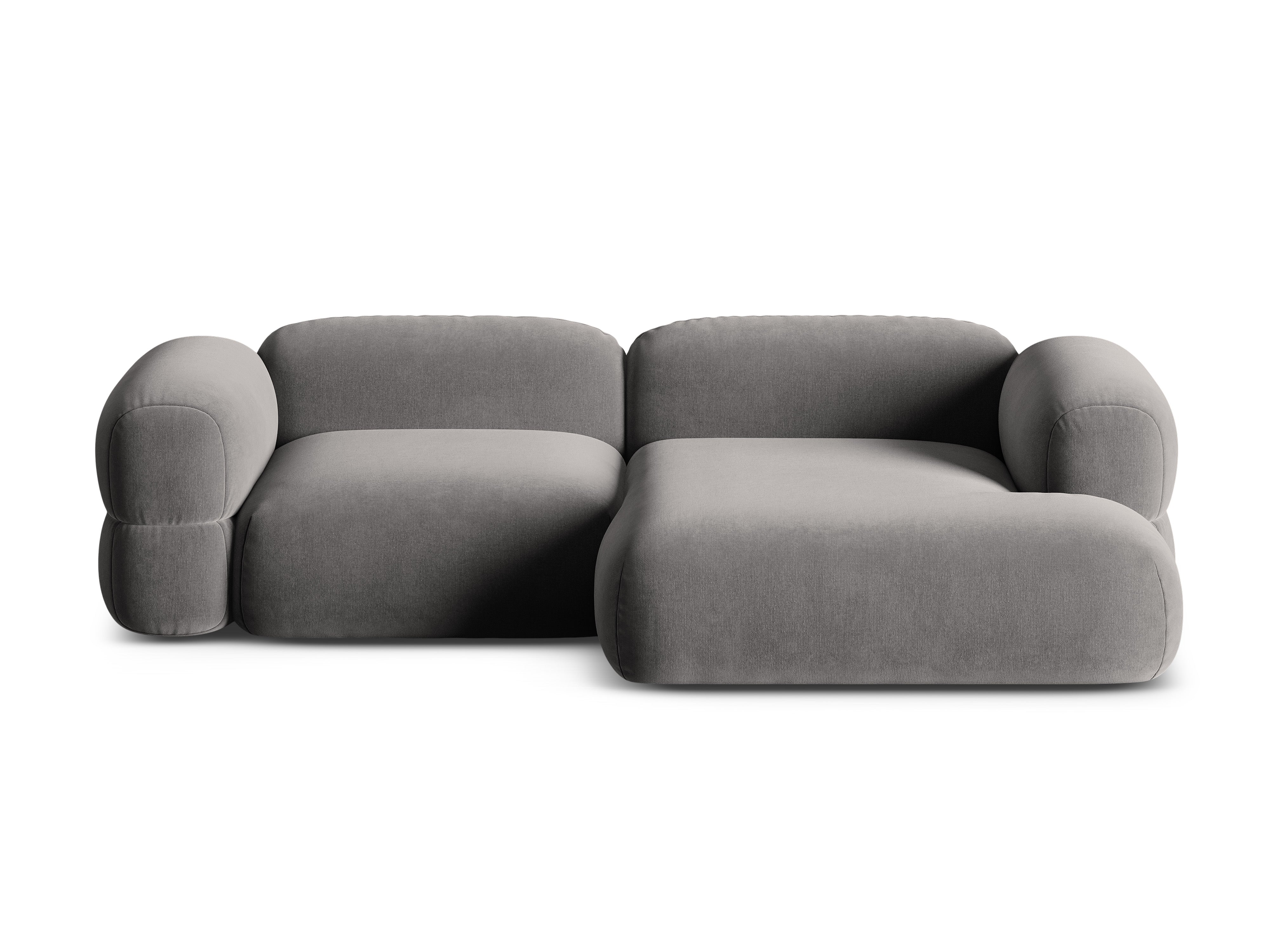 Samt-Ecksofa rechts ROGER grau