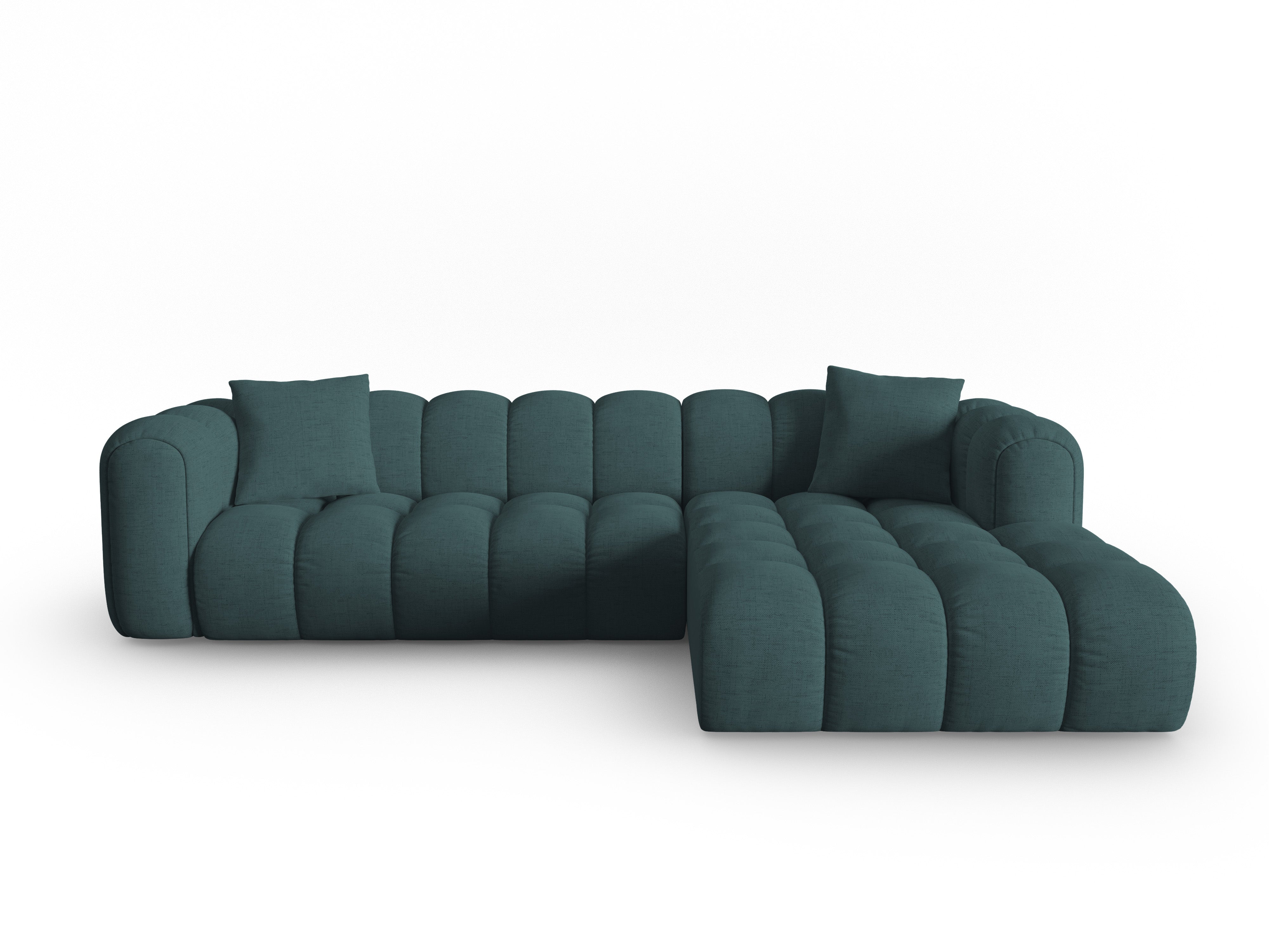 Turquoise chenille 4-persoons rechtszijdige ASTRO hoekbank