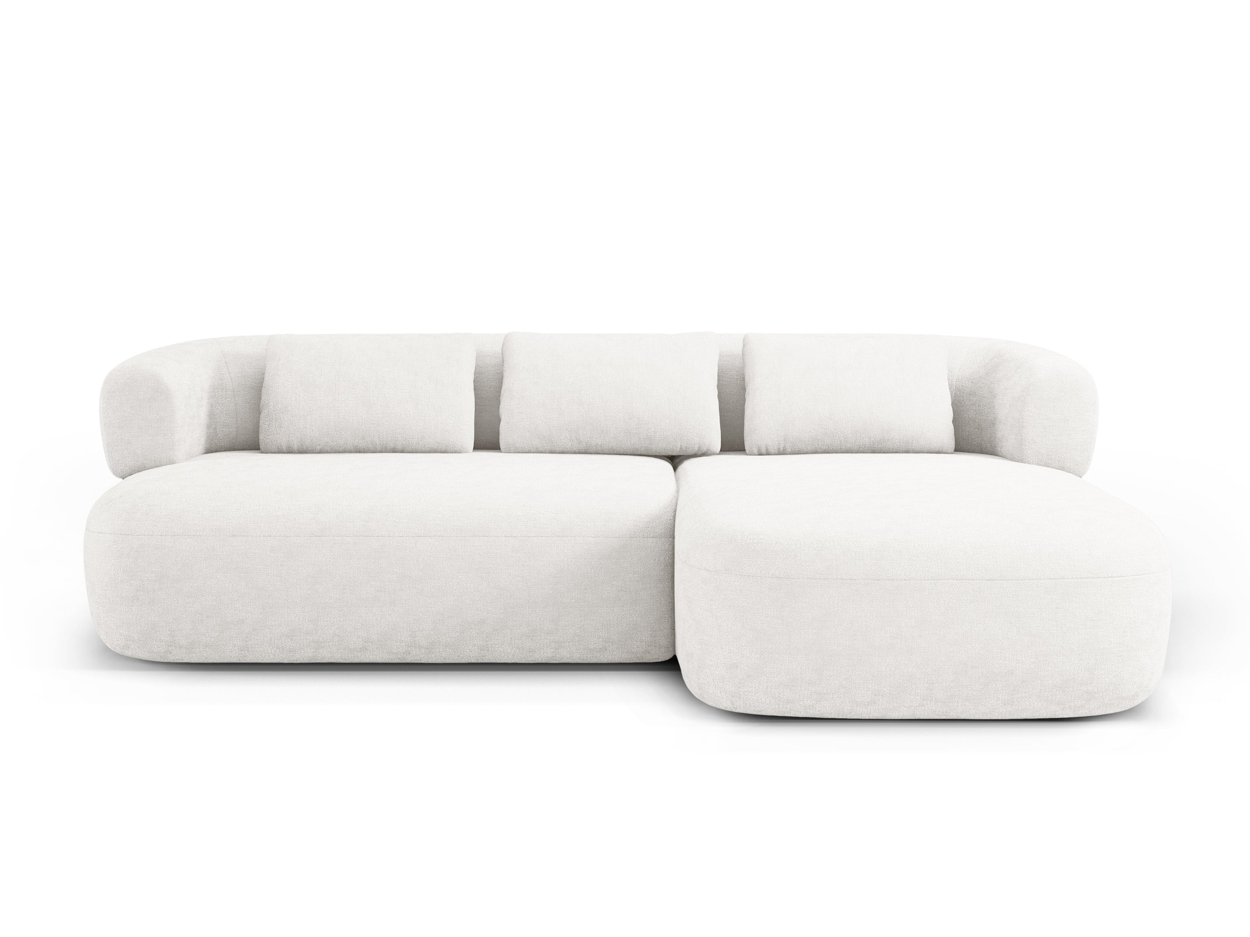 Driepersoons hoekbank rechts ALDRIN lichtbeige chenille