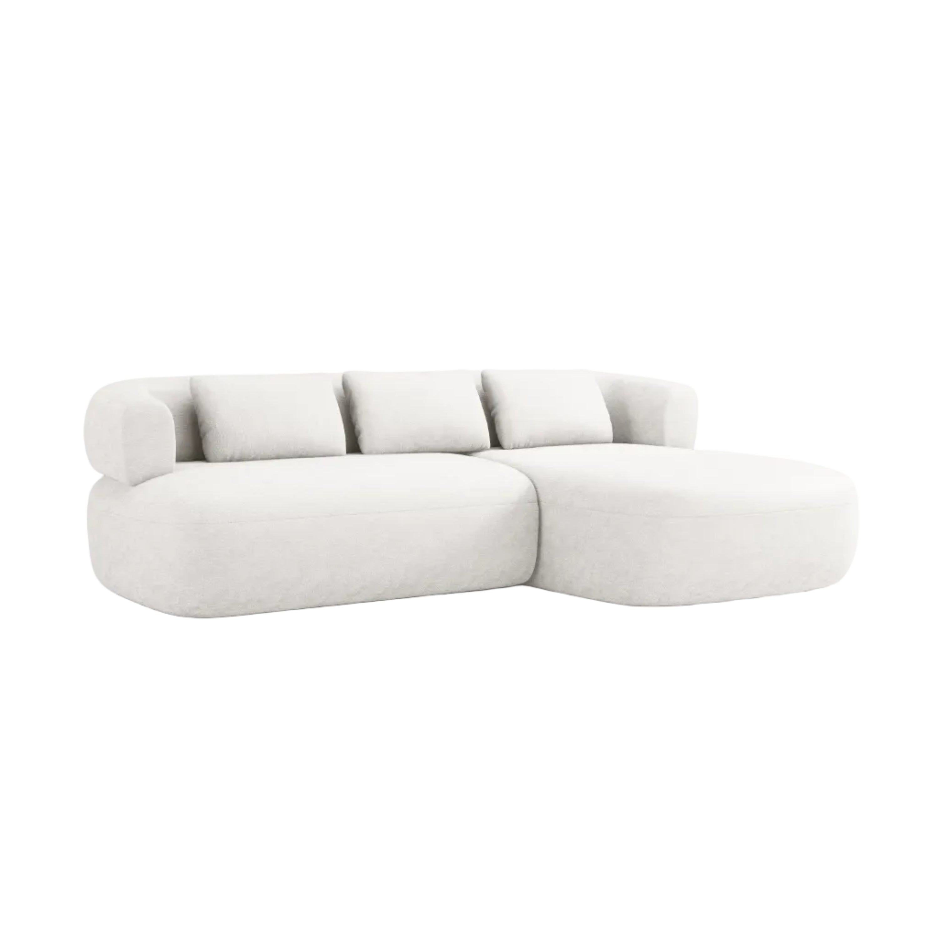 Driepersoons hoekbank rechts ALDRIN lichtbeige chenille