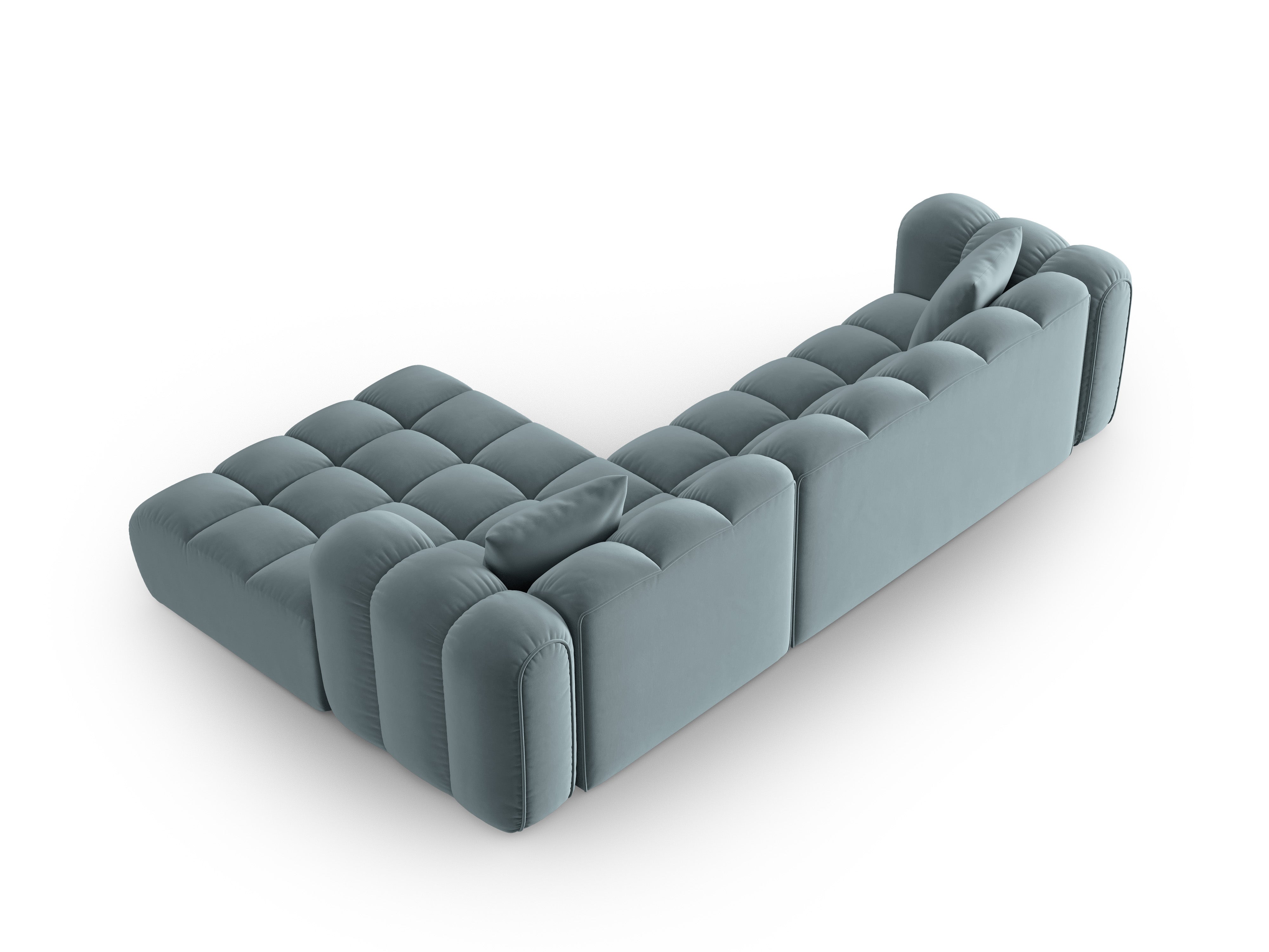 Samt-Ecksofa für 4 Personen rechtsseitig ASTRO hellblau