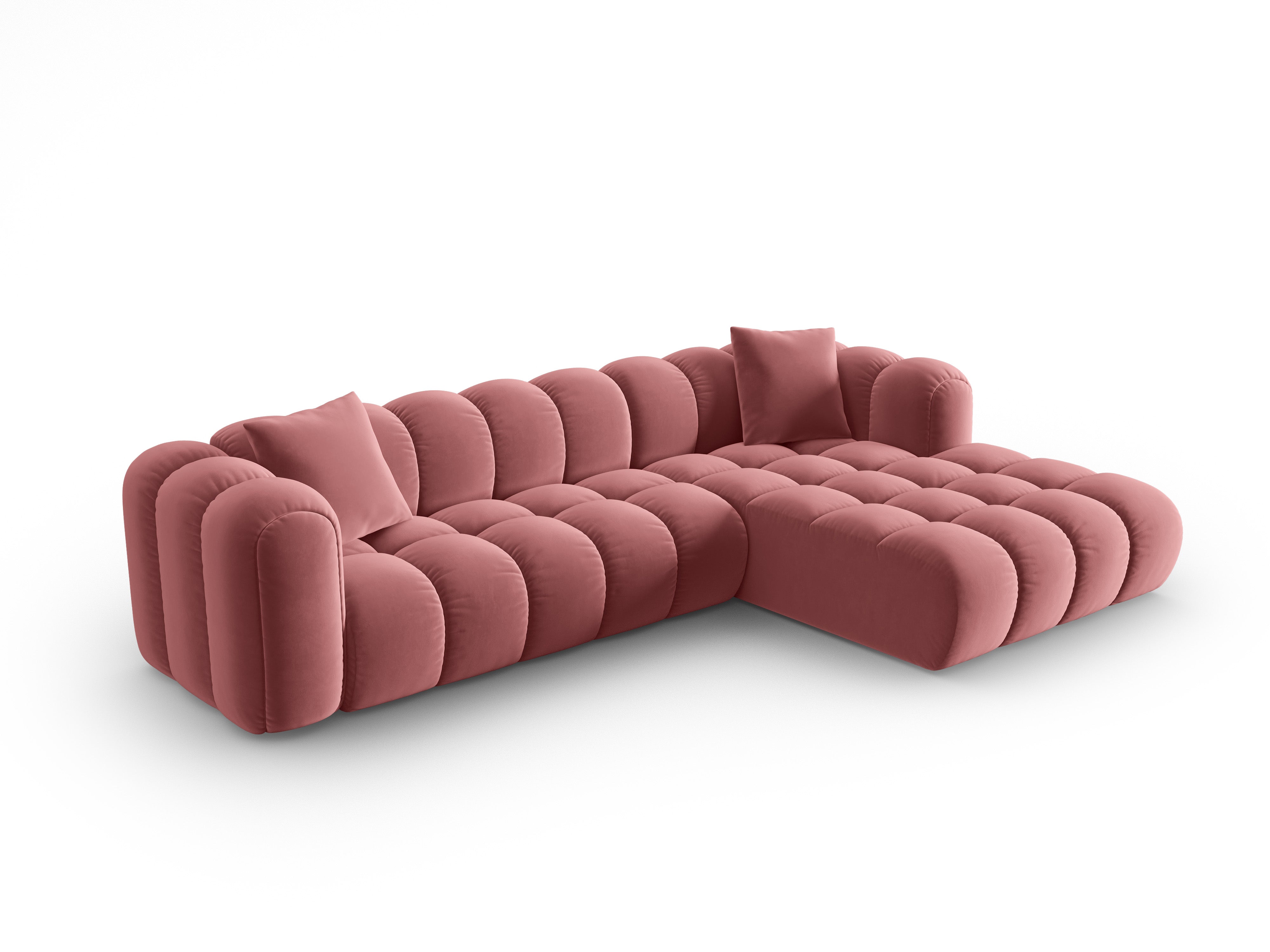 Velvet corner sofa for 4 people right-sided ASTRO pink