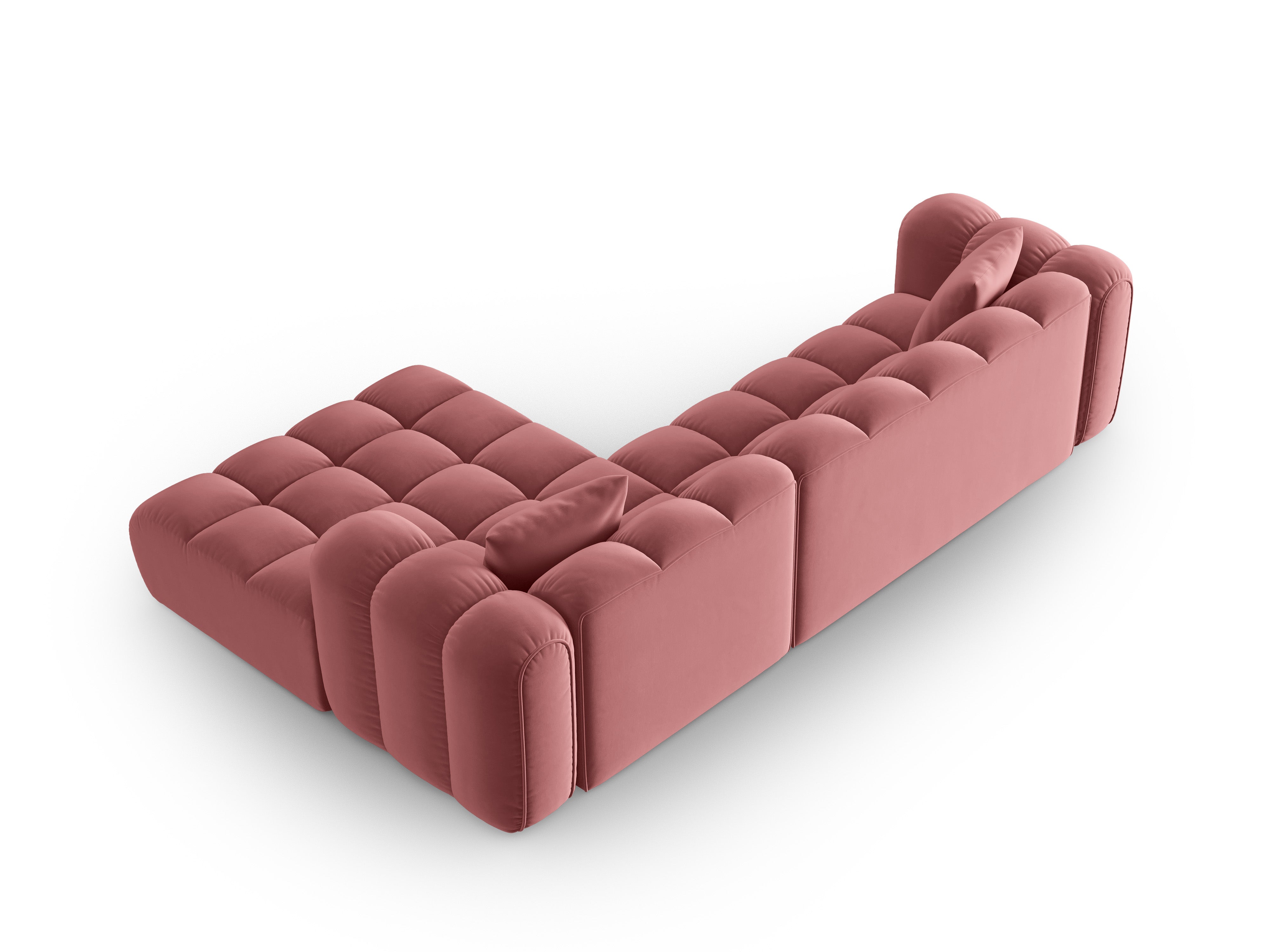 Velvet corner sofa for 4 people right-sided ASTRO pink