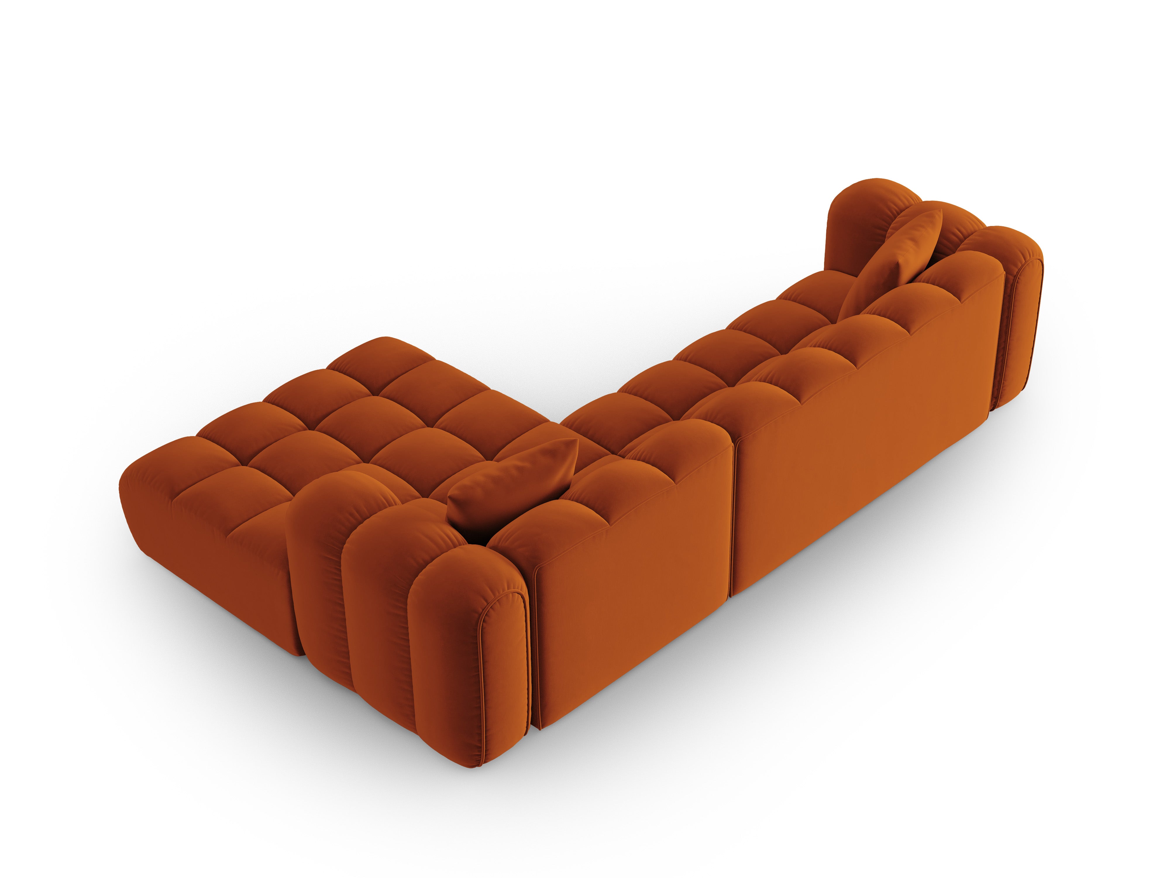 Fluwelen hoekbank voor 4 personen, rechts ASTRO, roestkleurig