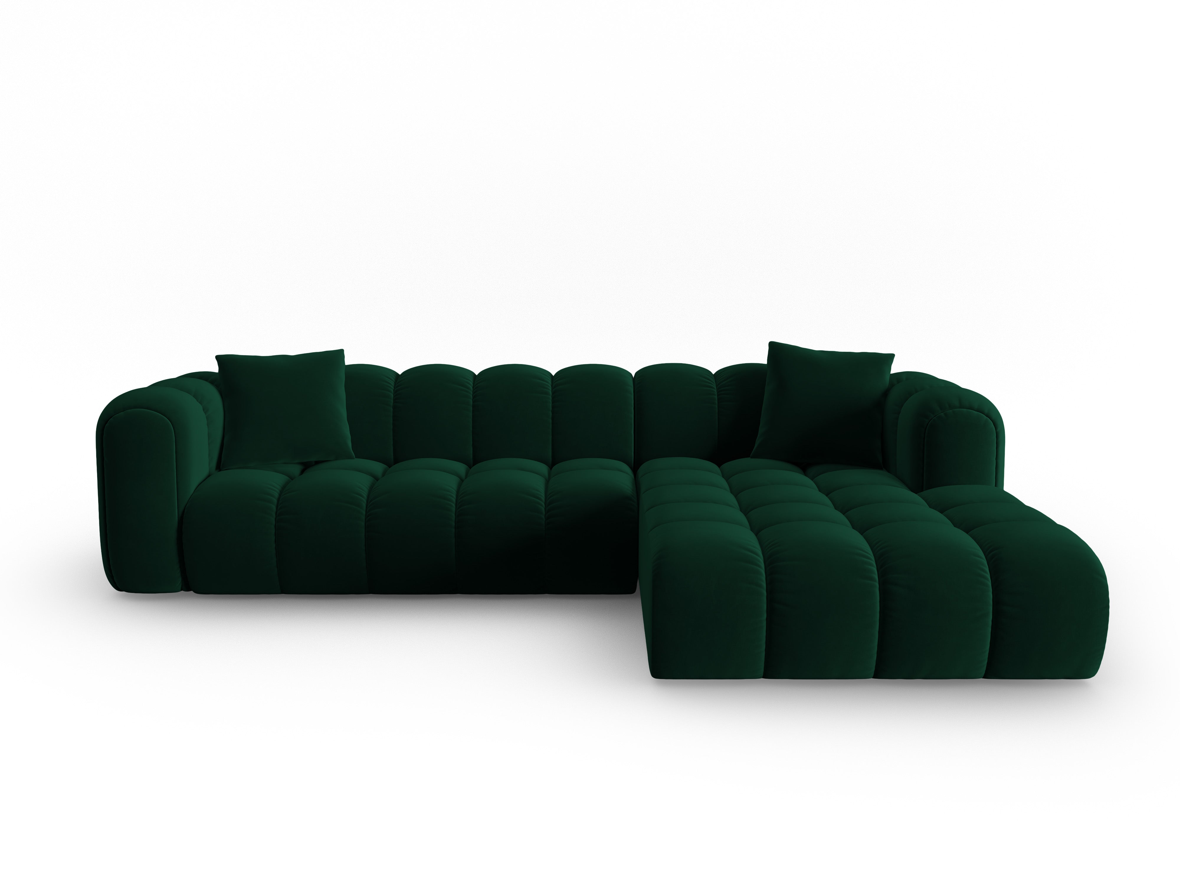 Velvet corner sofa for 4 people right-facing ASTRO bottle green