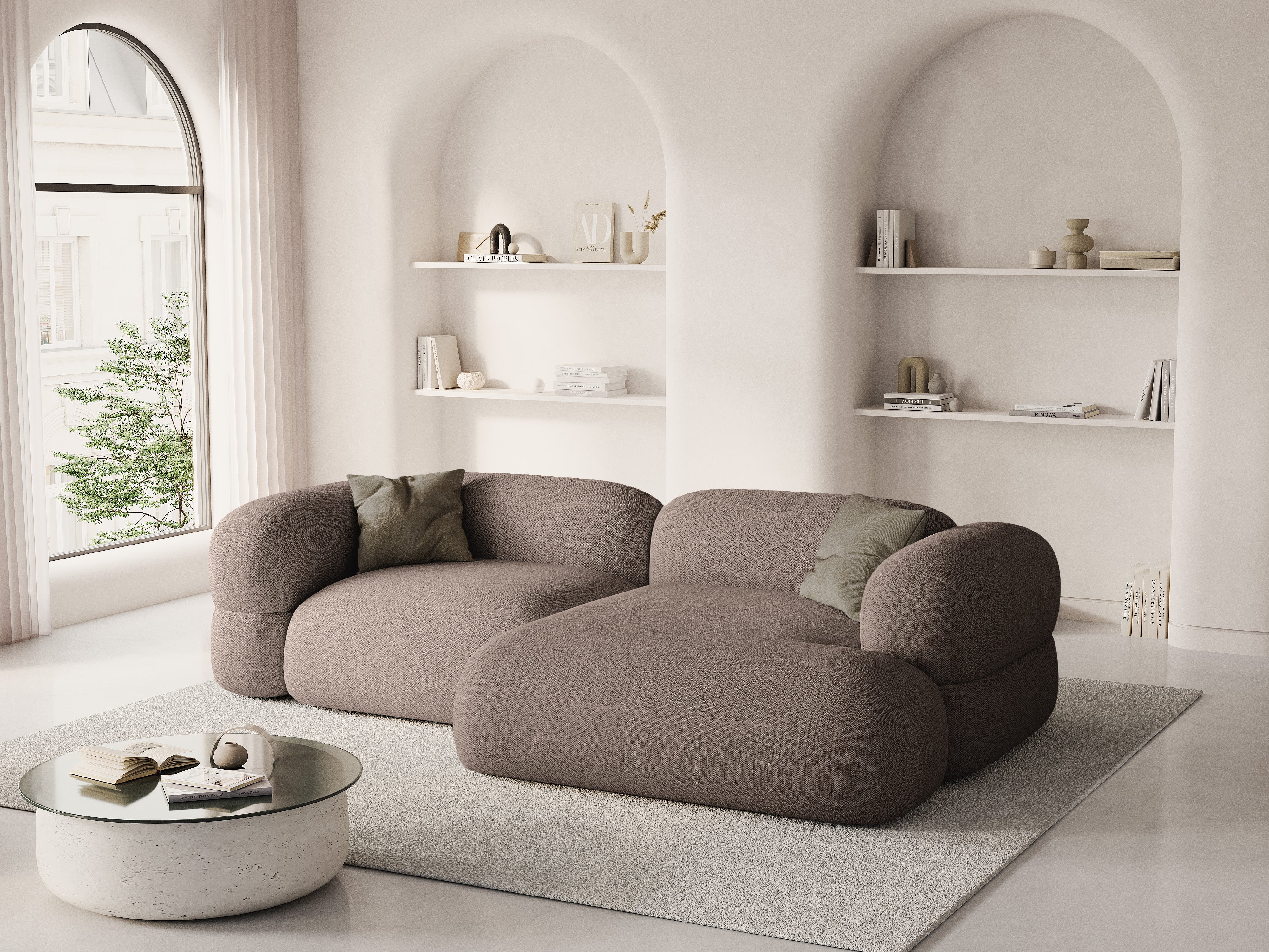 Right-sided corner sofa ROGER cappuccino chenille