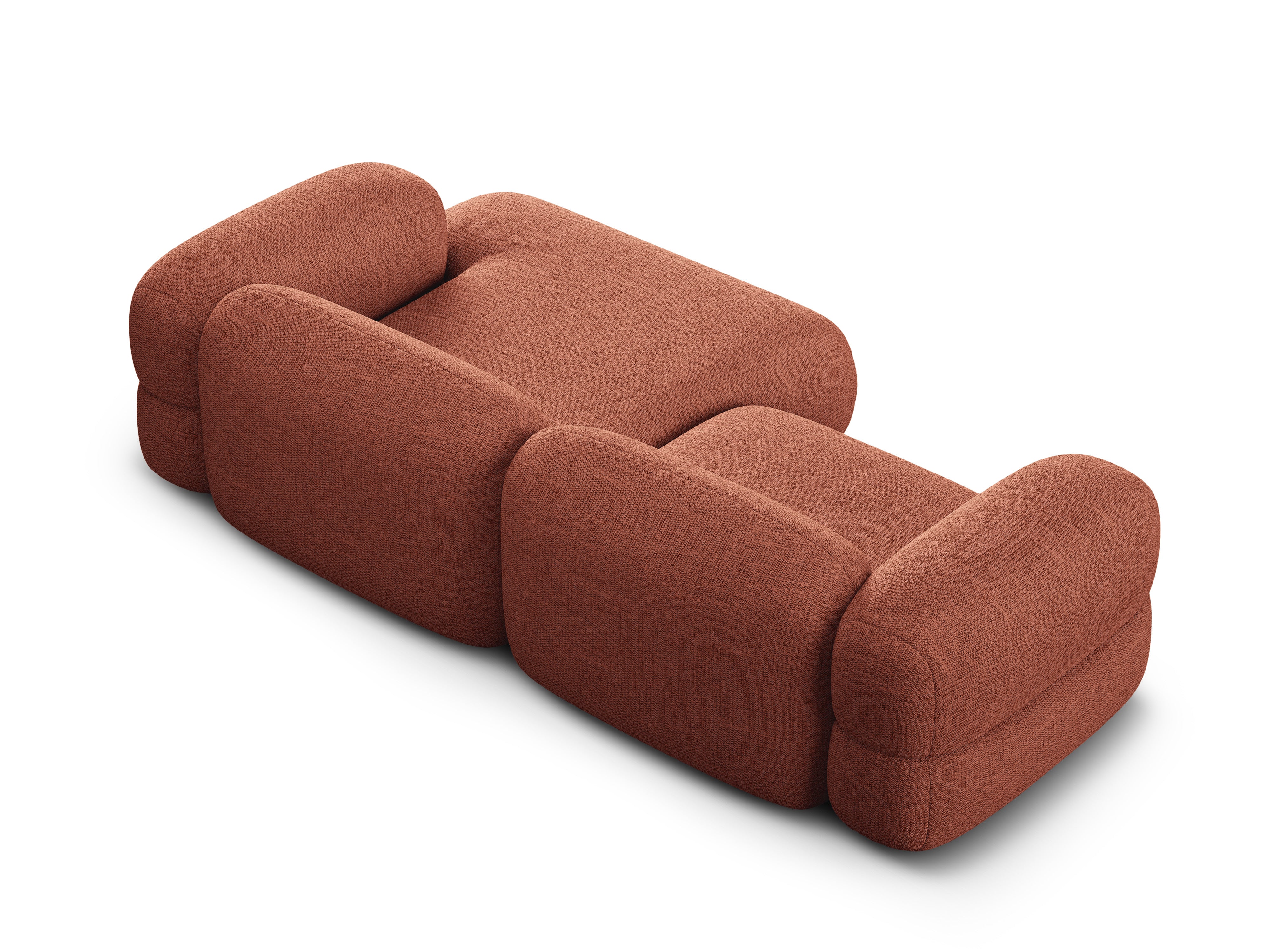 Rechtsseitige Eckcouch ROGER korallenfarbener Chenille