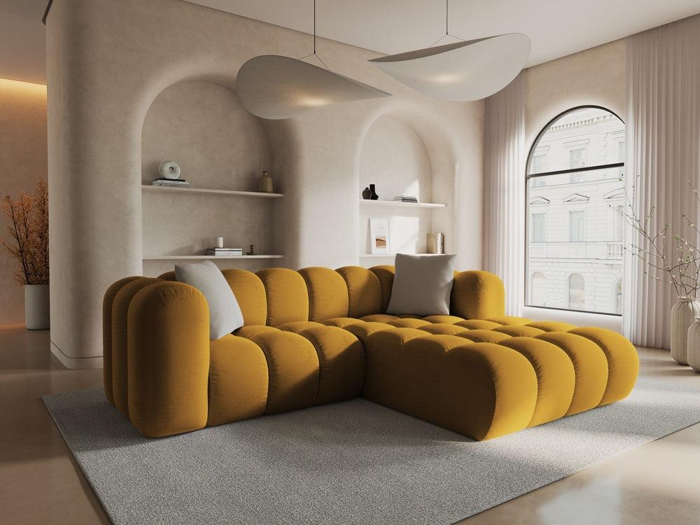 Narożnik aksamitny 3-osobowy prawostronny HALLEY żółty Windsor & Co Eye on Design