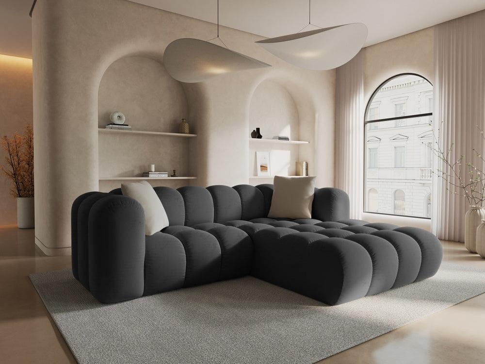 Narożnik aksamitny 3-osobowy prawostronny HALLEY szary Windsor & Co Eye on Design