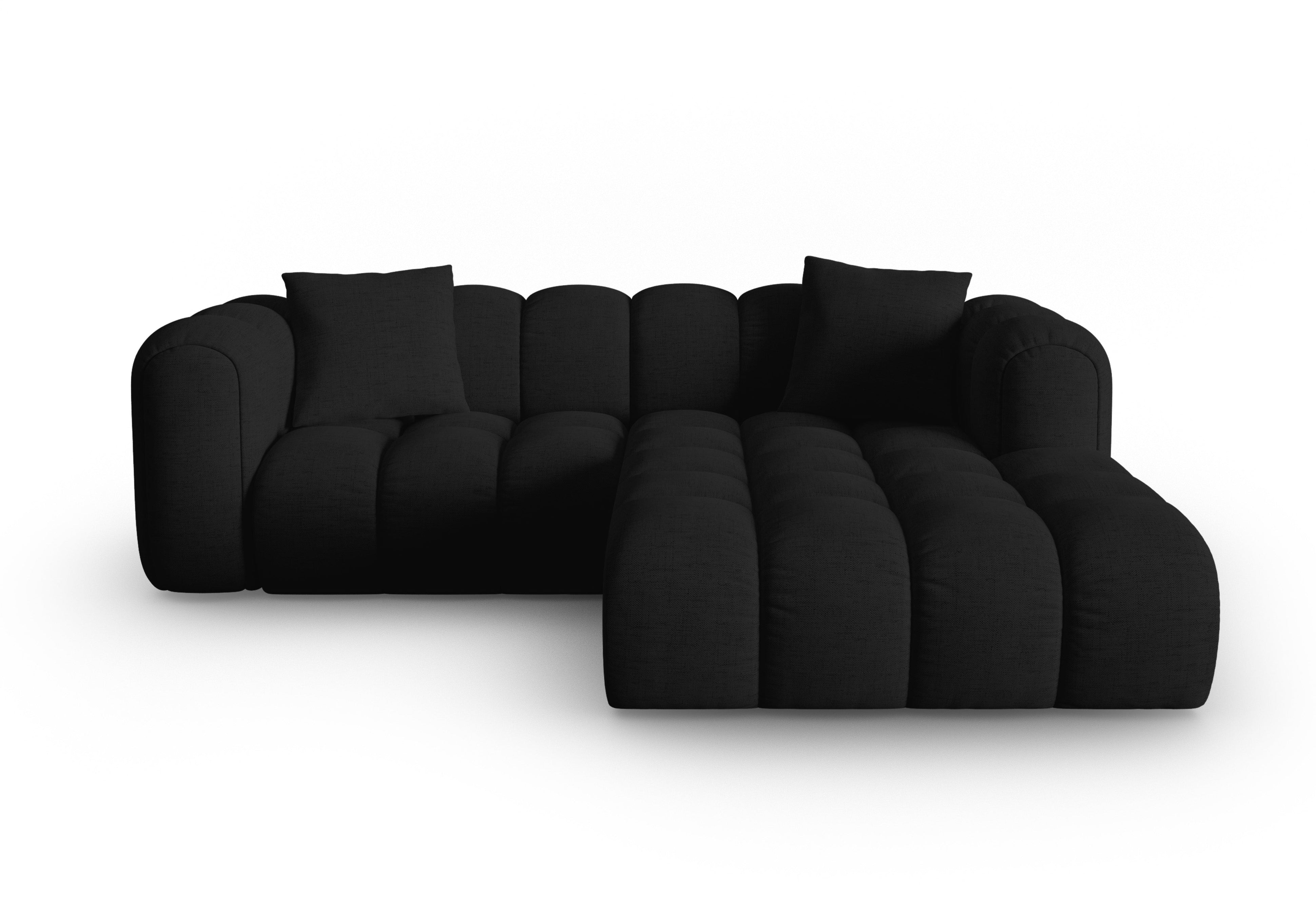 Right-facing 3-seater corner sofa ASTRO black chenille