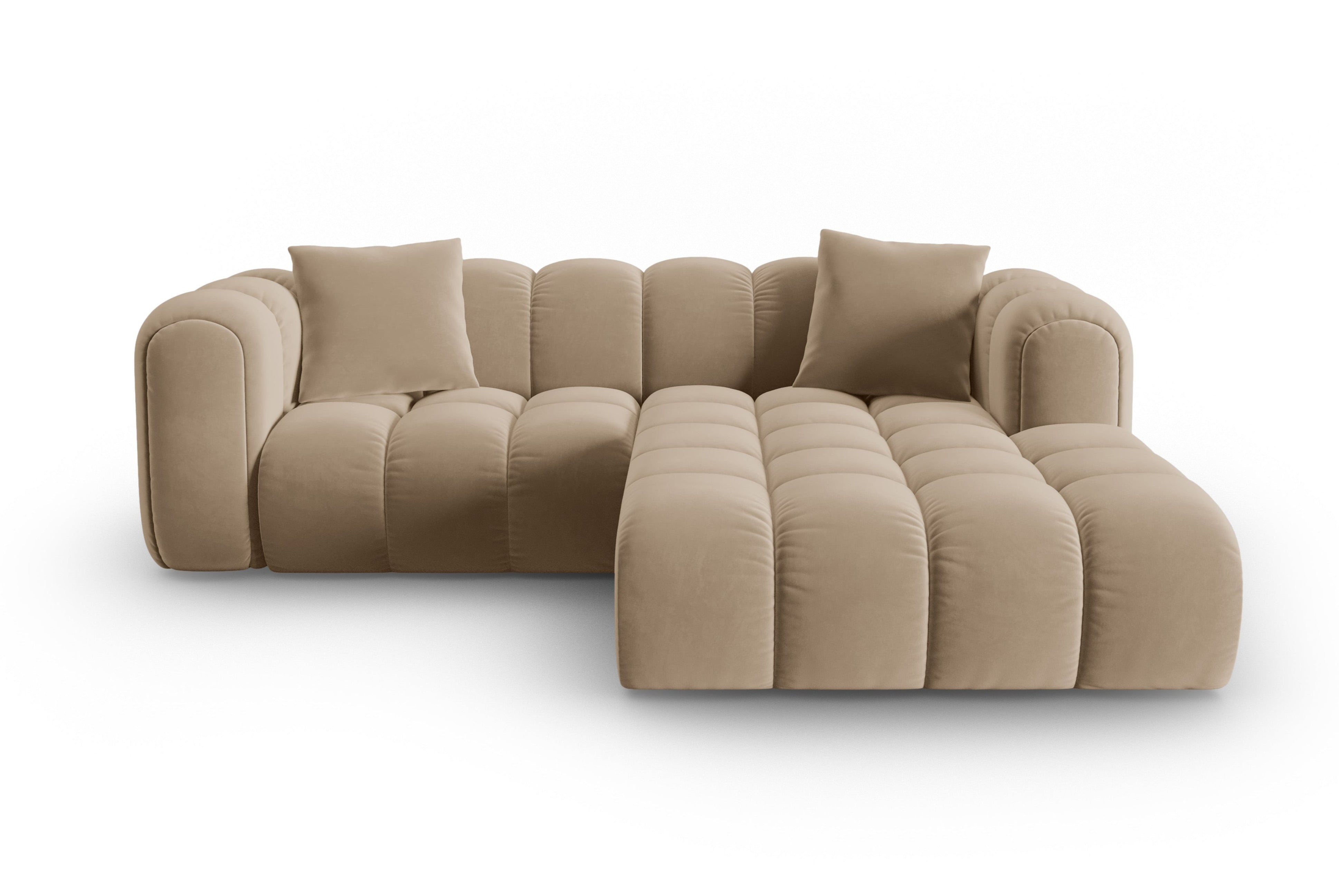 Samt-Ecksofa 3-sitzig rechts ASTRO sandfarben