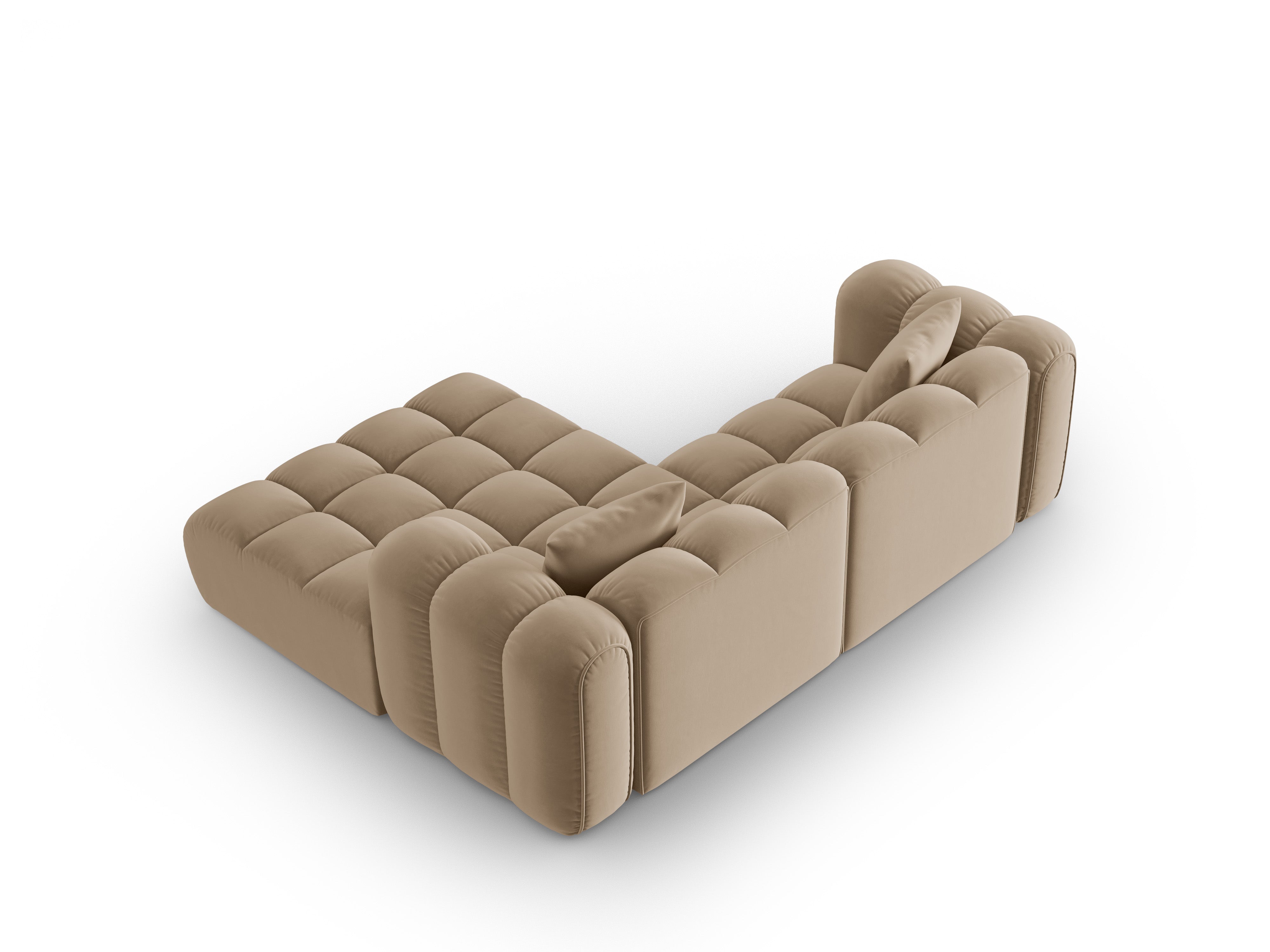 Samt-Ecksofa 3-sitzig rechts ASTRO sandfarben