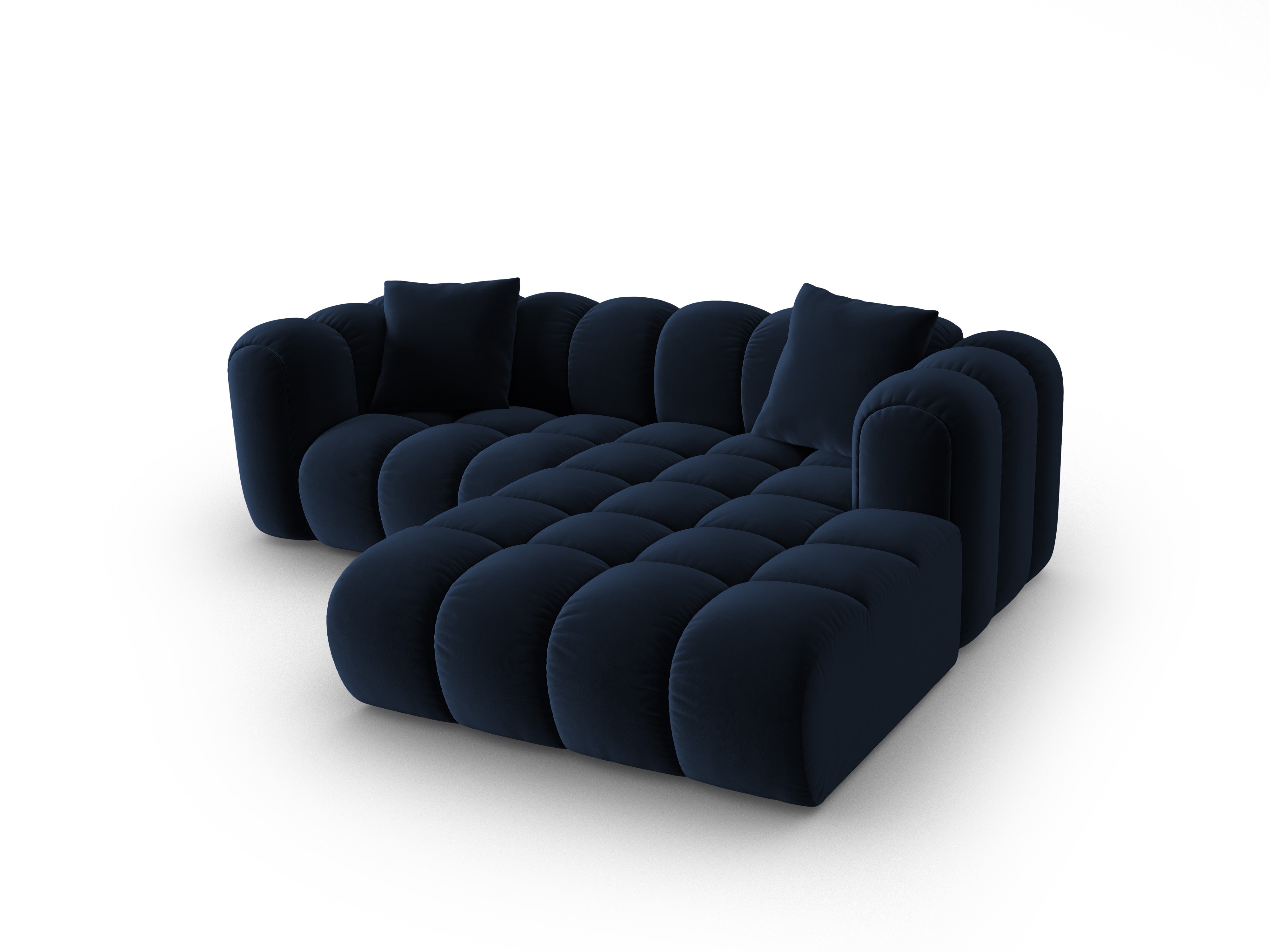 Fluwelen hoekbank voor 3 personen, rechts ASTRO, koninklijk blauw