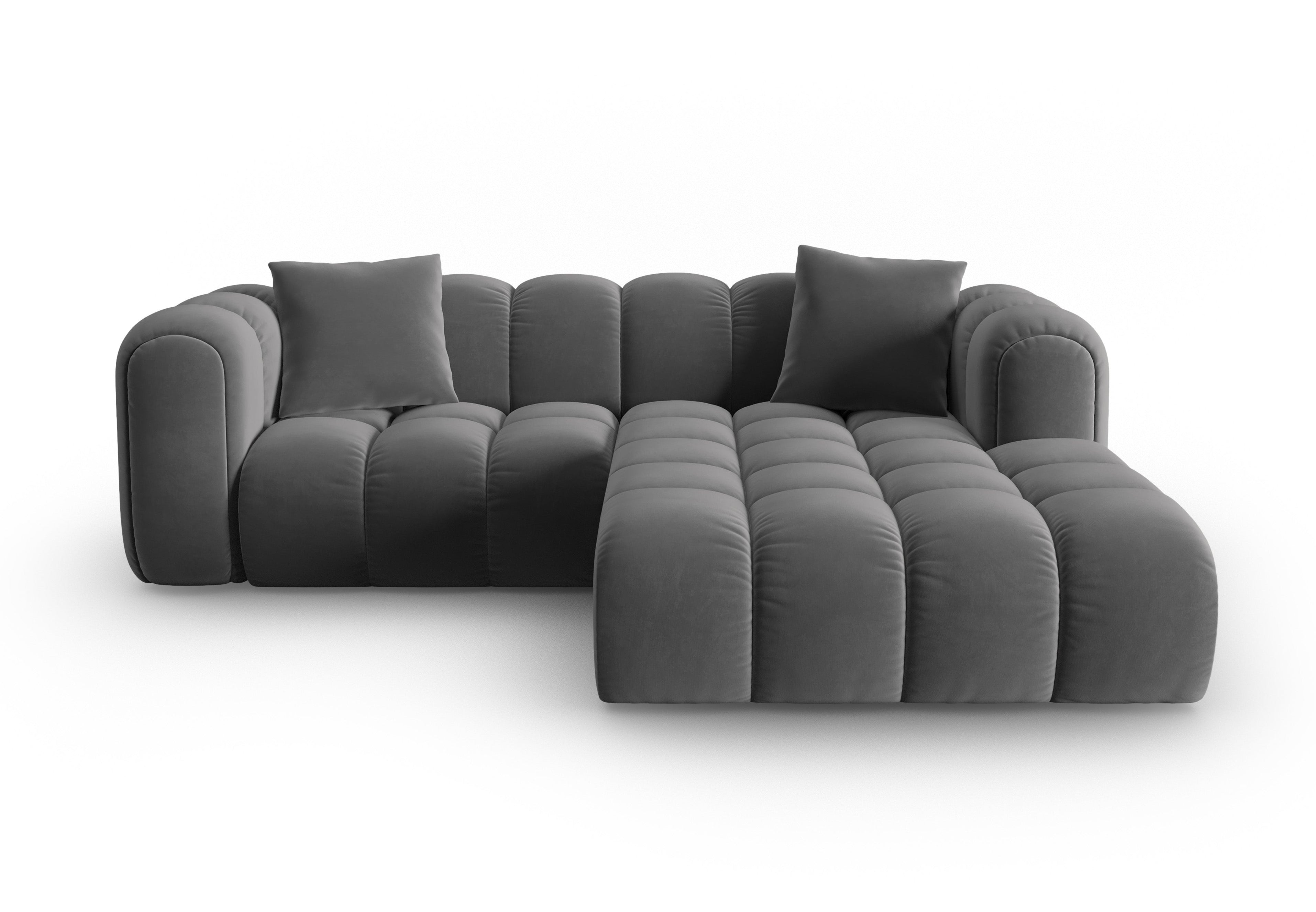 Right-facing 3-seater velvet corner sofa ASTRO gray