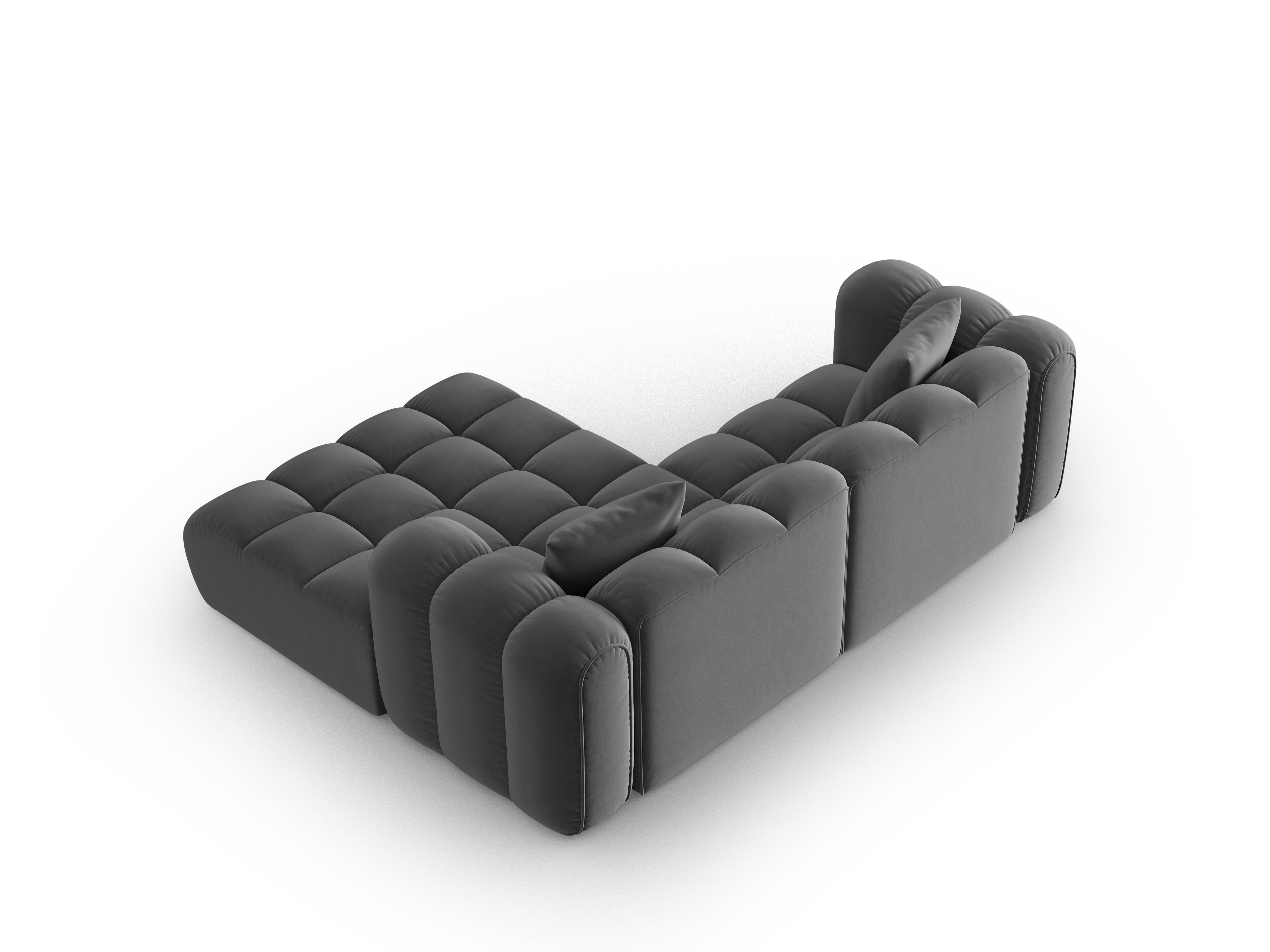 Right-facing 3-seater velvet corner sofa ASTRO gray