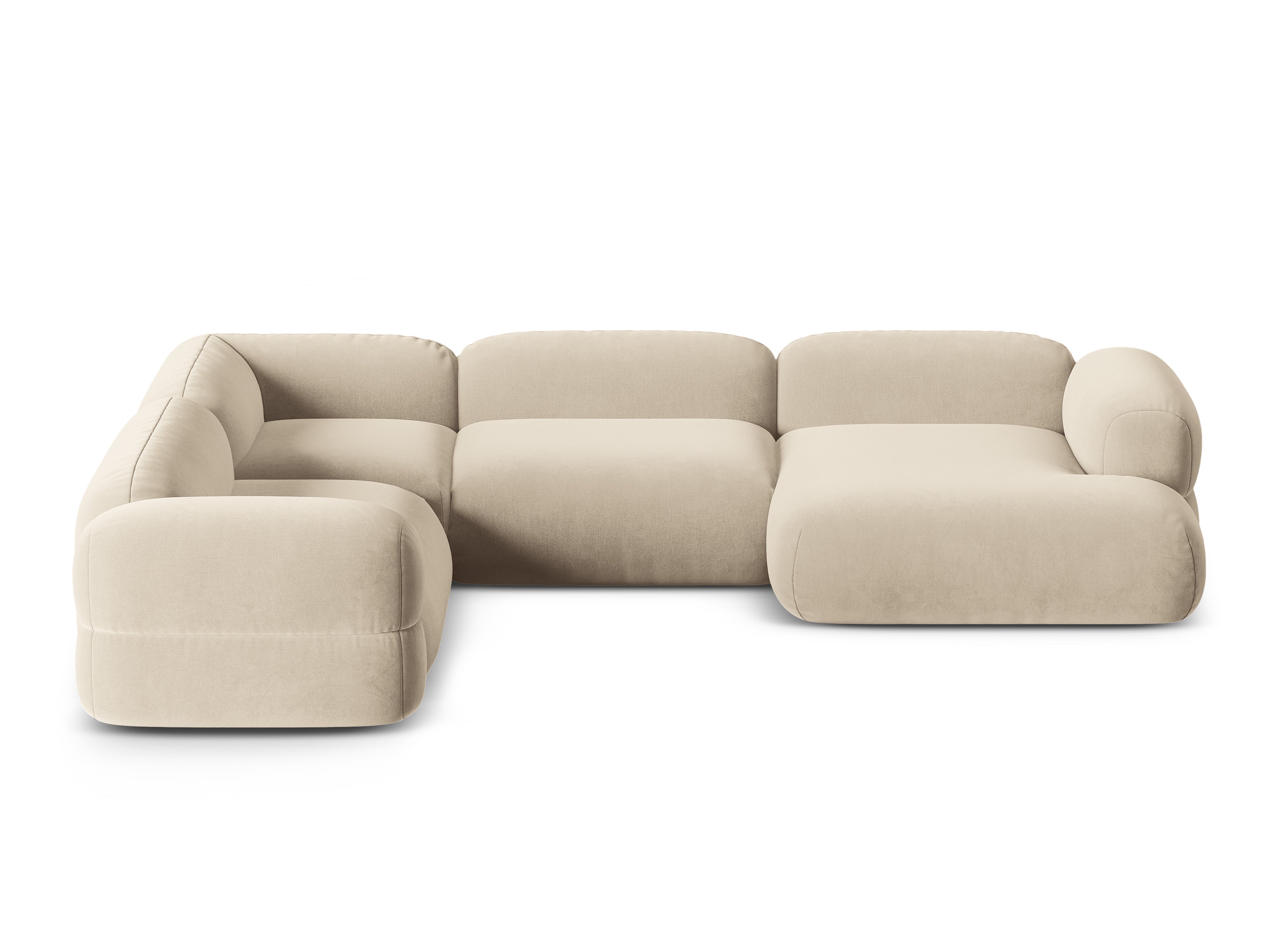 Links U-vormige fluwelen hoekbank ROGER lichtbeige