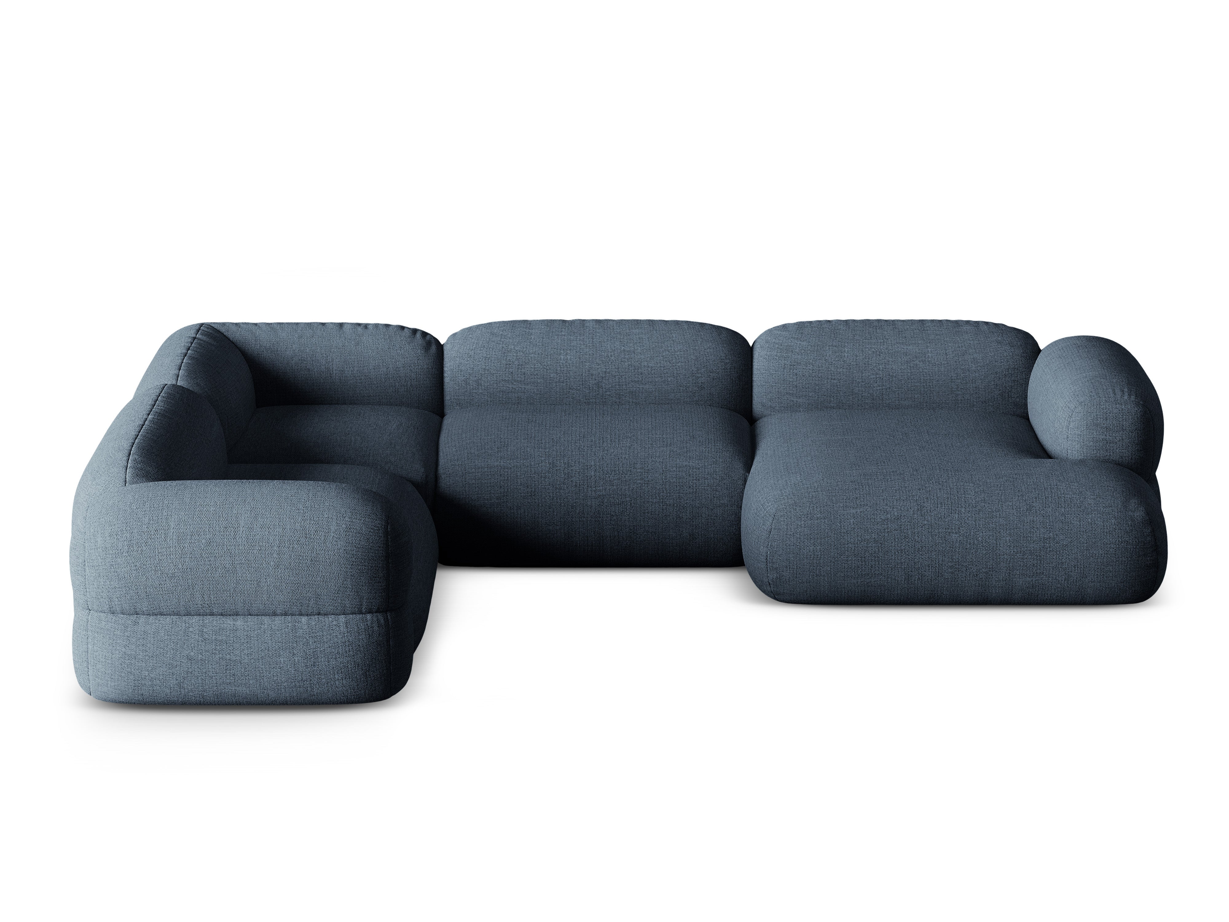 U-vormige linkerhoekbank ROGER donkerblauw chenille