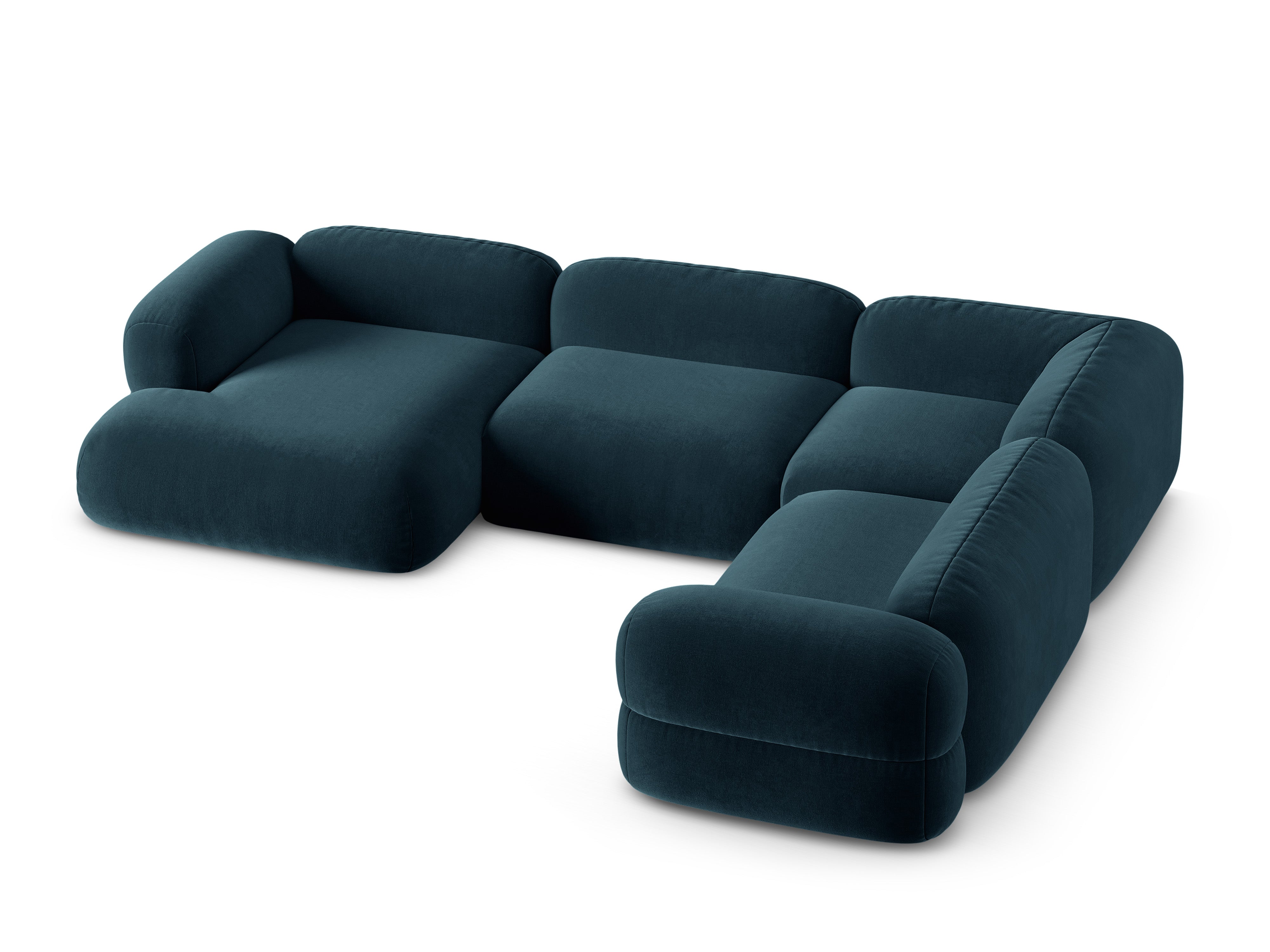 Velvet U-shaped right-facing corner sofa ROGER petrol blue