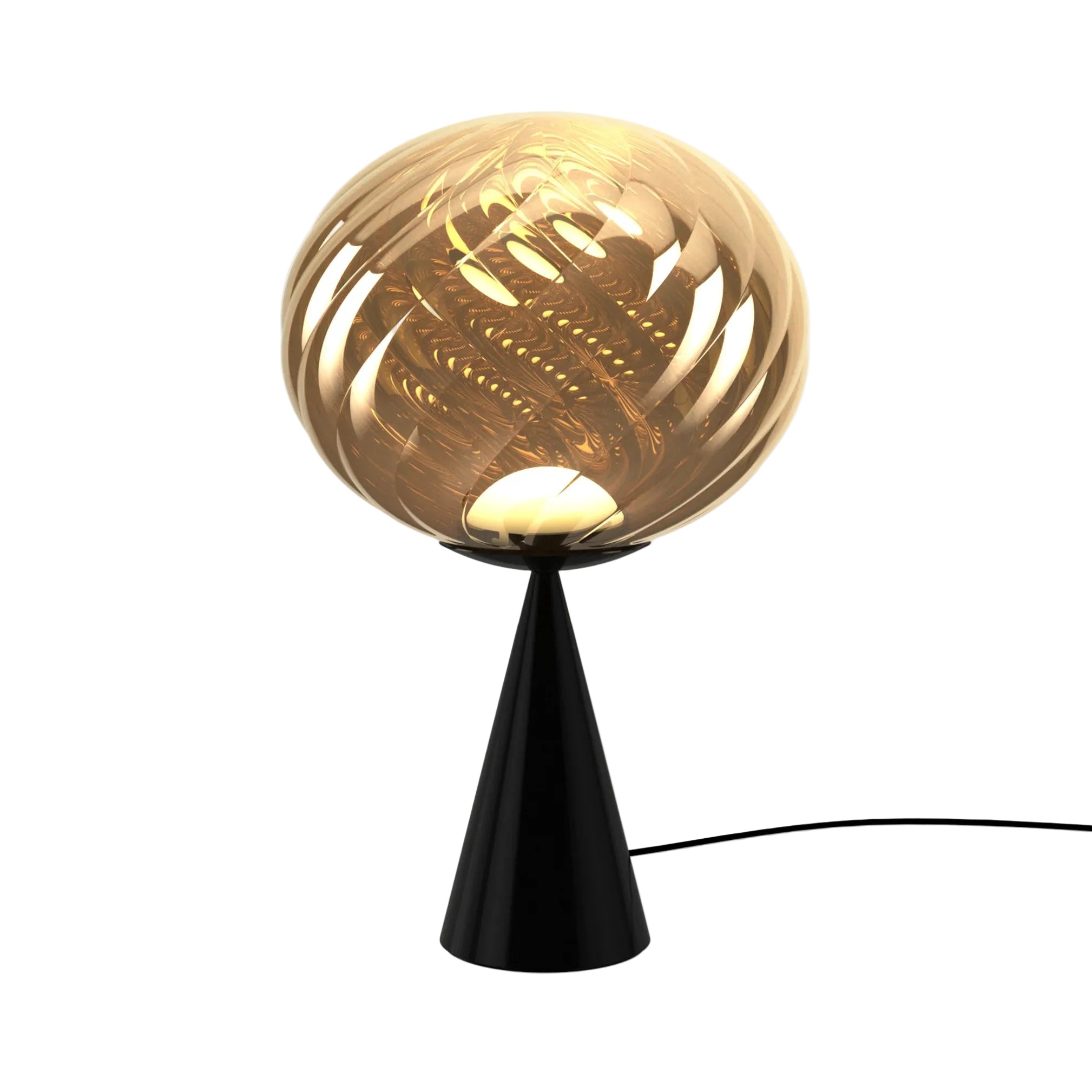 WHIRL table lamp in gold with a black base