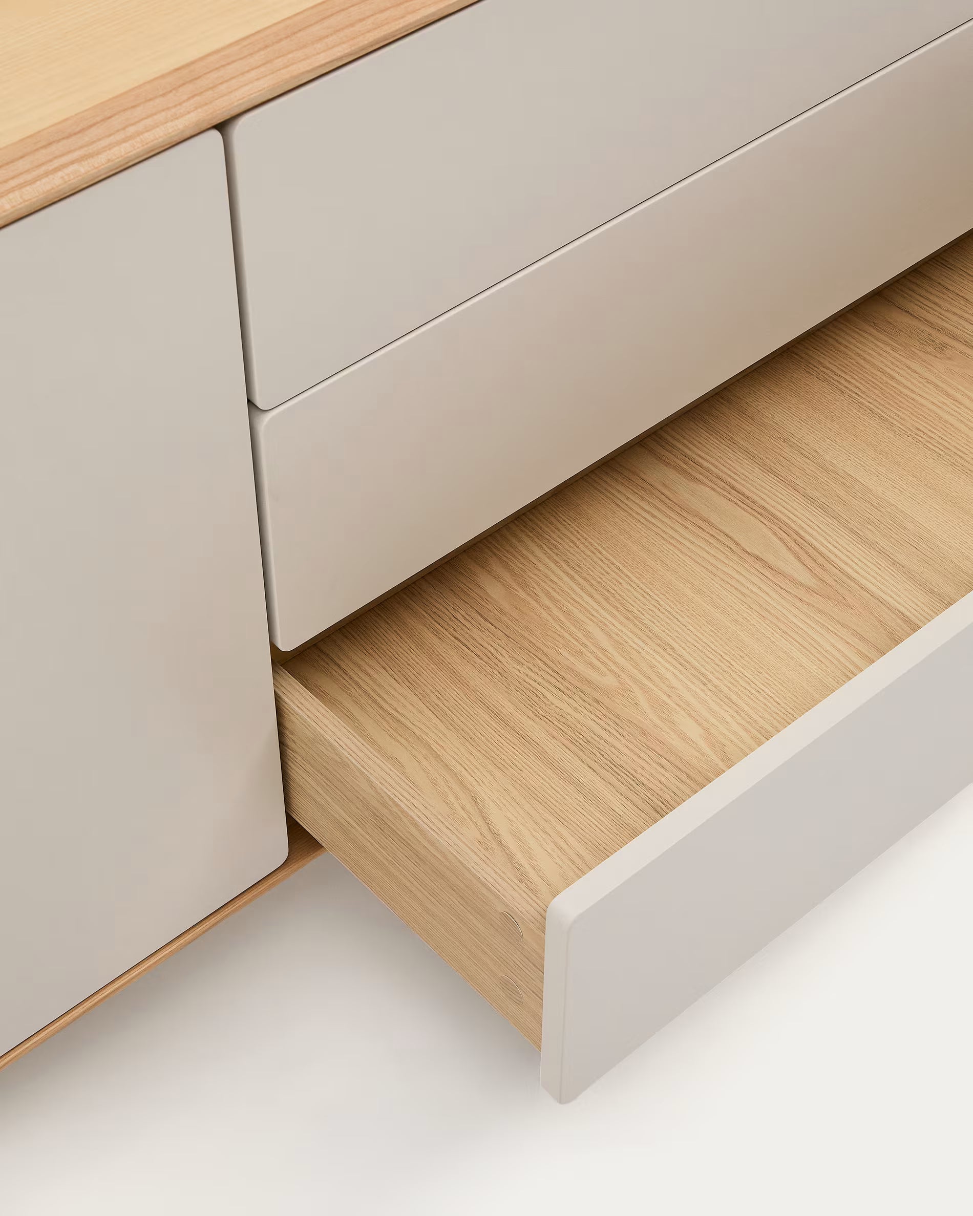 Dressoir ANIELLE lichtgrijs met hout