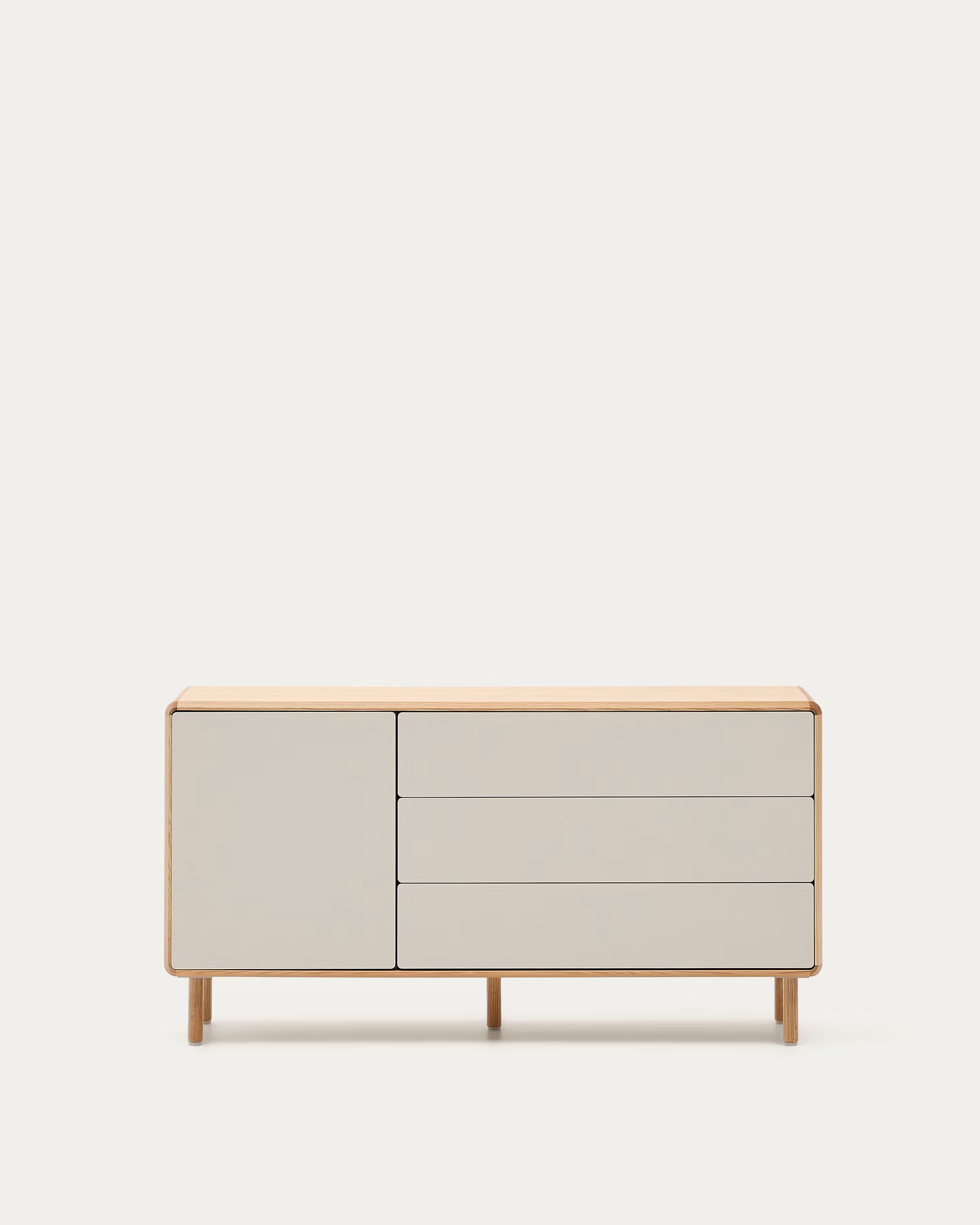 Dressoir ANIELLE lichtgrijs met hout