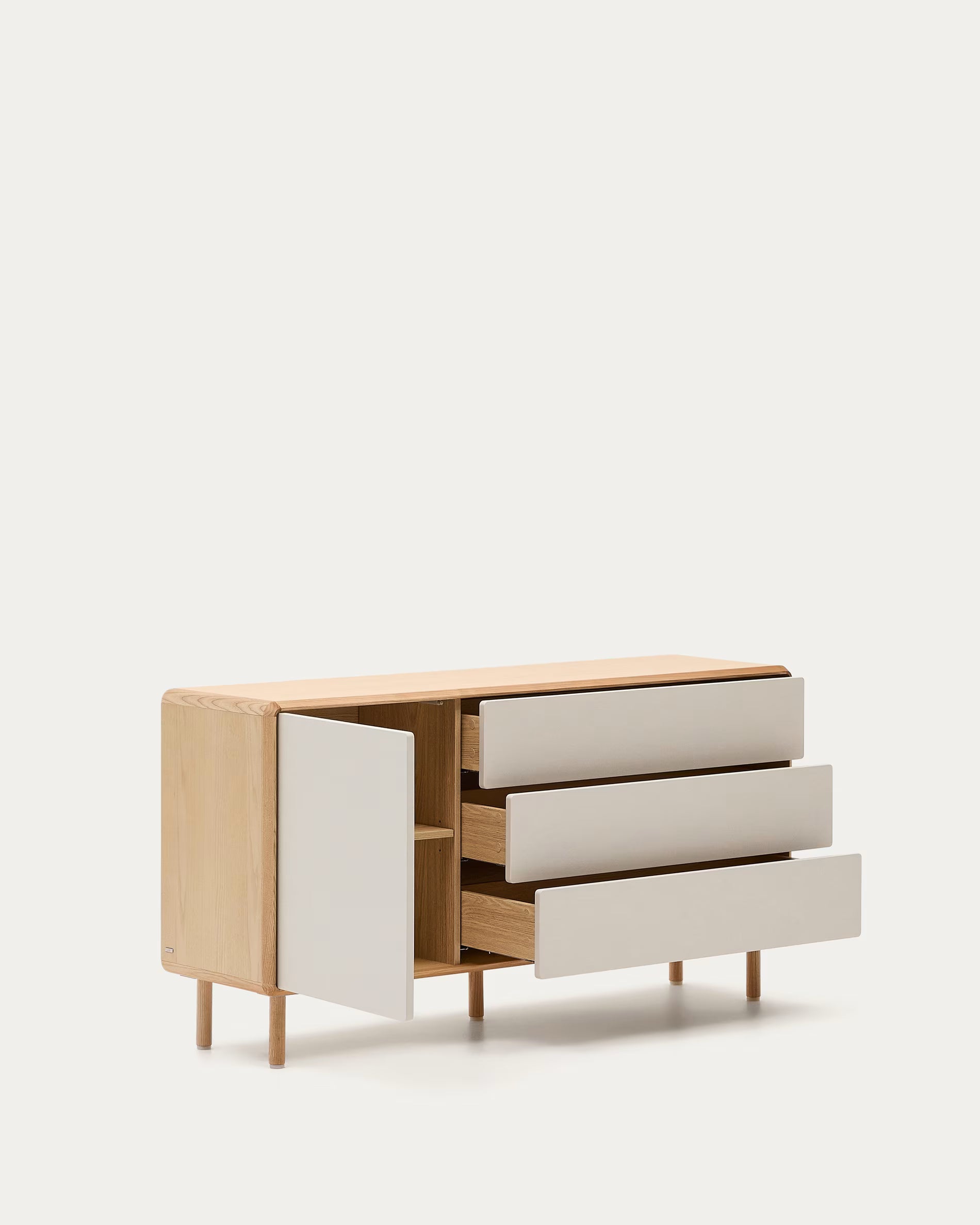 Dressoir ANIELLE lichtgrijs met hout